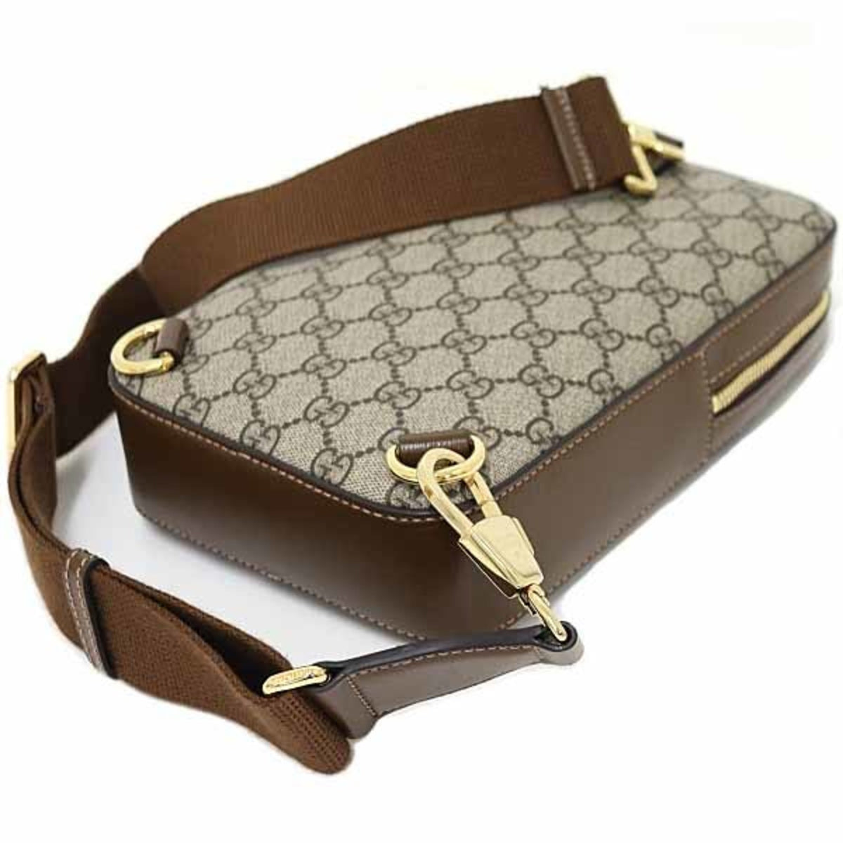 Gucci Beige Brown Gg Supreme Leather Sling Bag (Pre-Owned)