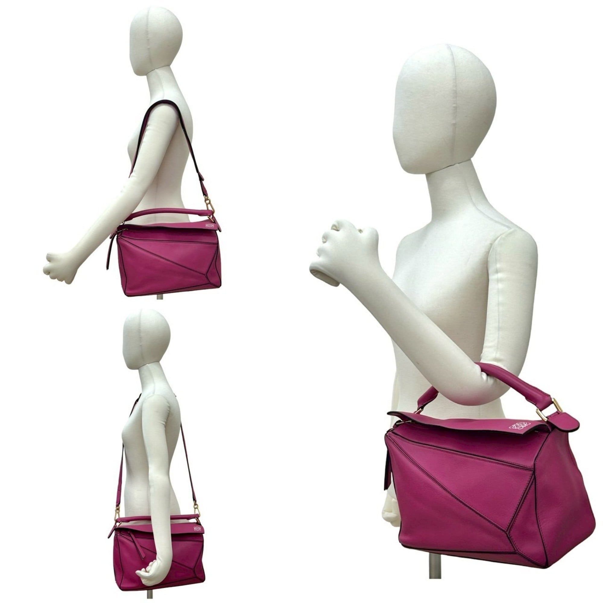 Loewe Pink Leather Boston Bag Handbag Shoulder Bag (Pre-Owned)