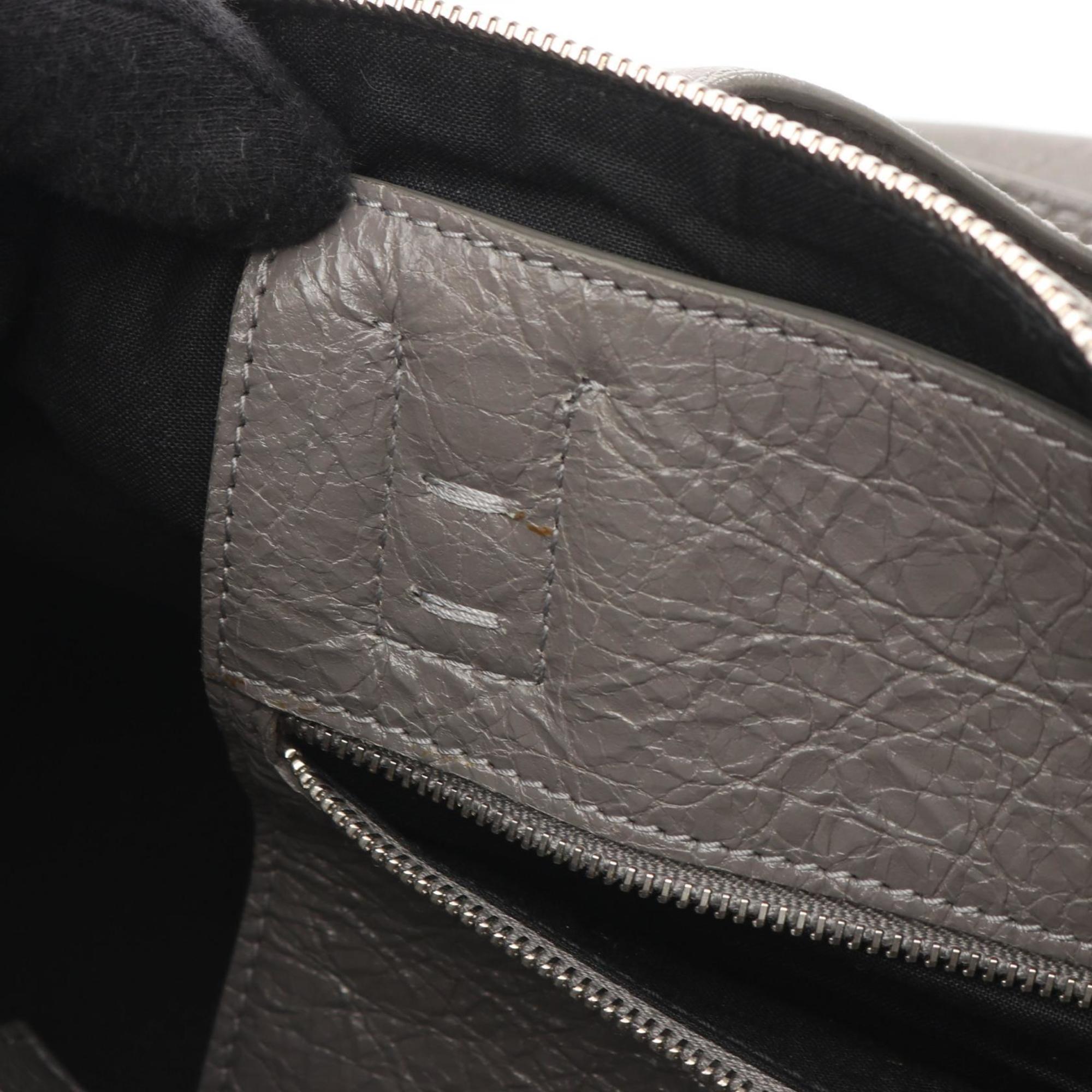 Balenciaga Gray Leather Boston Bag Handbag (Pre-Owned)