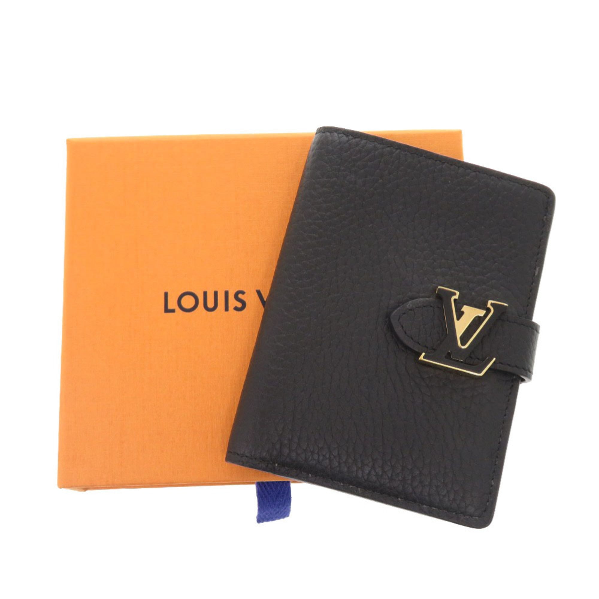 Louis Vuitton Noir Leather Wallet (Bi-Fold) (Pre-Owned)