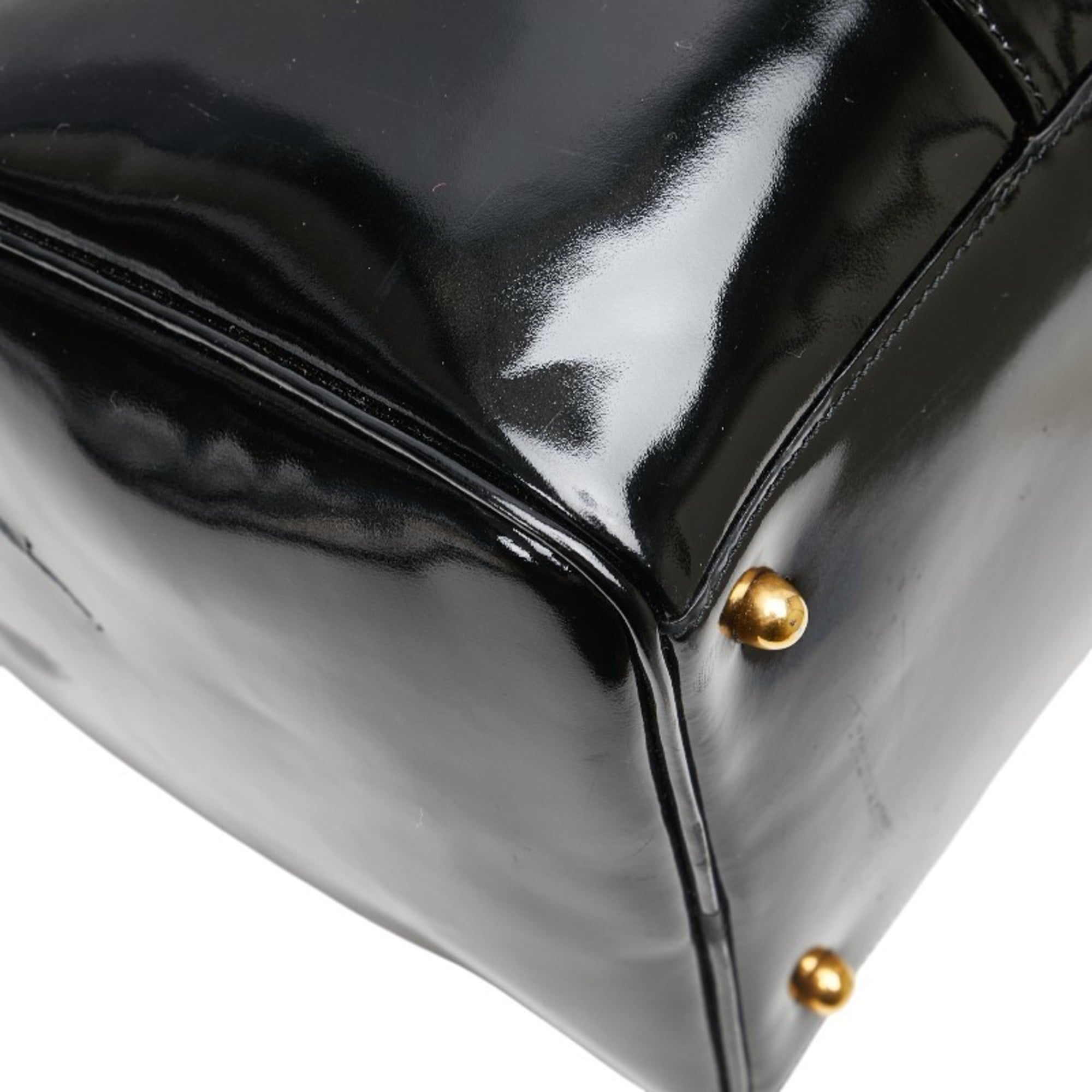 Chanel Black Patent Leather Boston Bag Shoulder Bag (Pre-Owned)