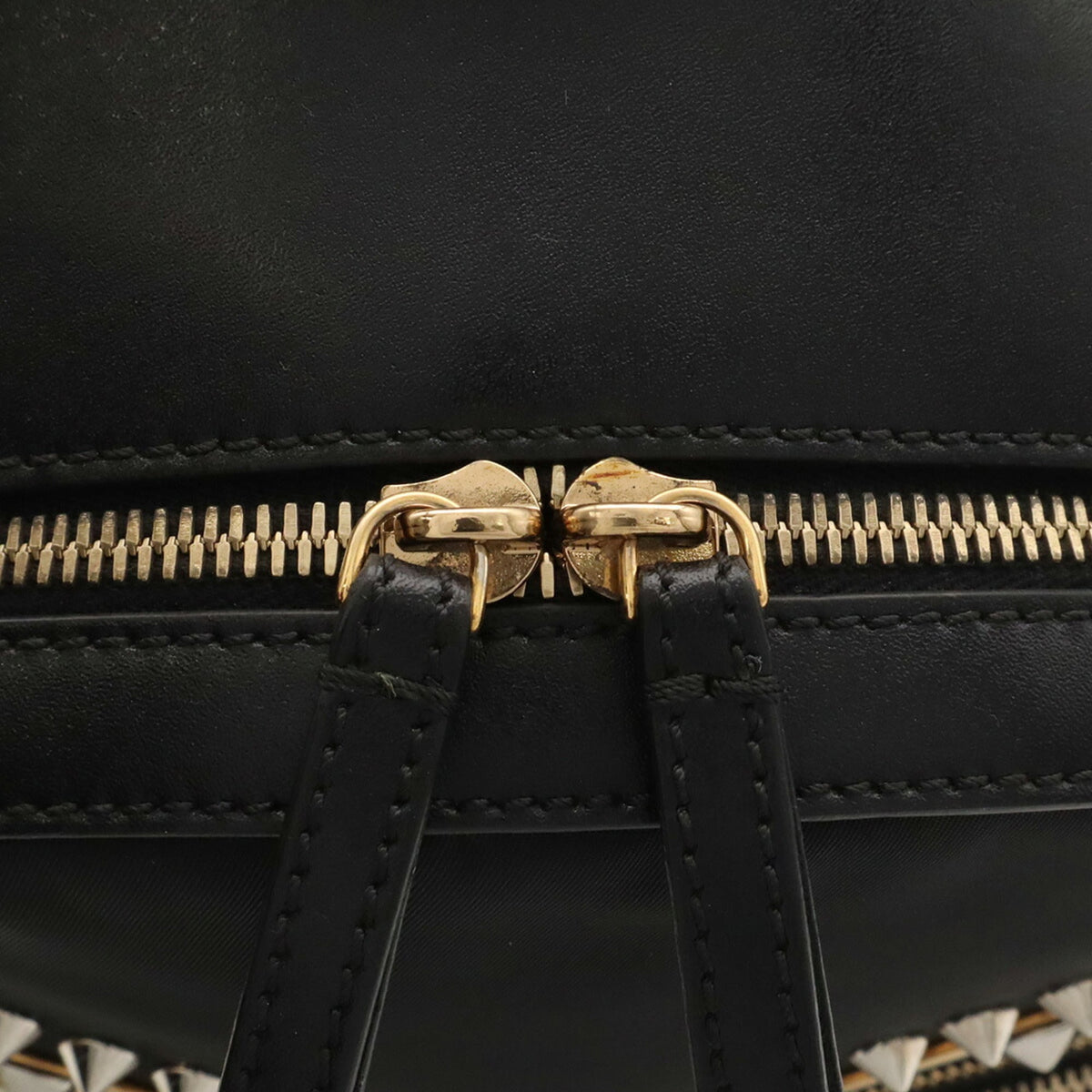 Fendi Black Nylon Leather Backpack Handbag (Pre-Owned)