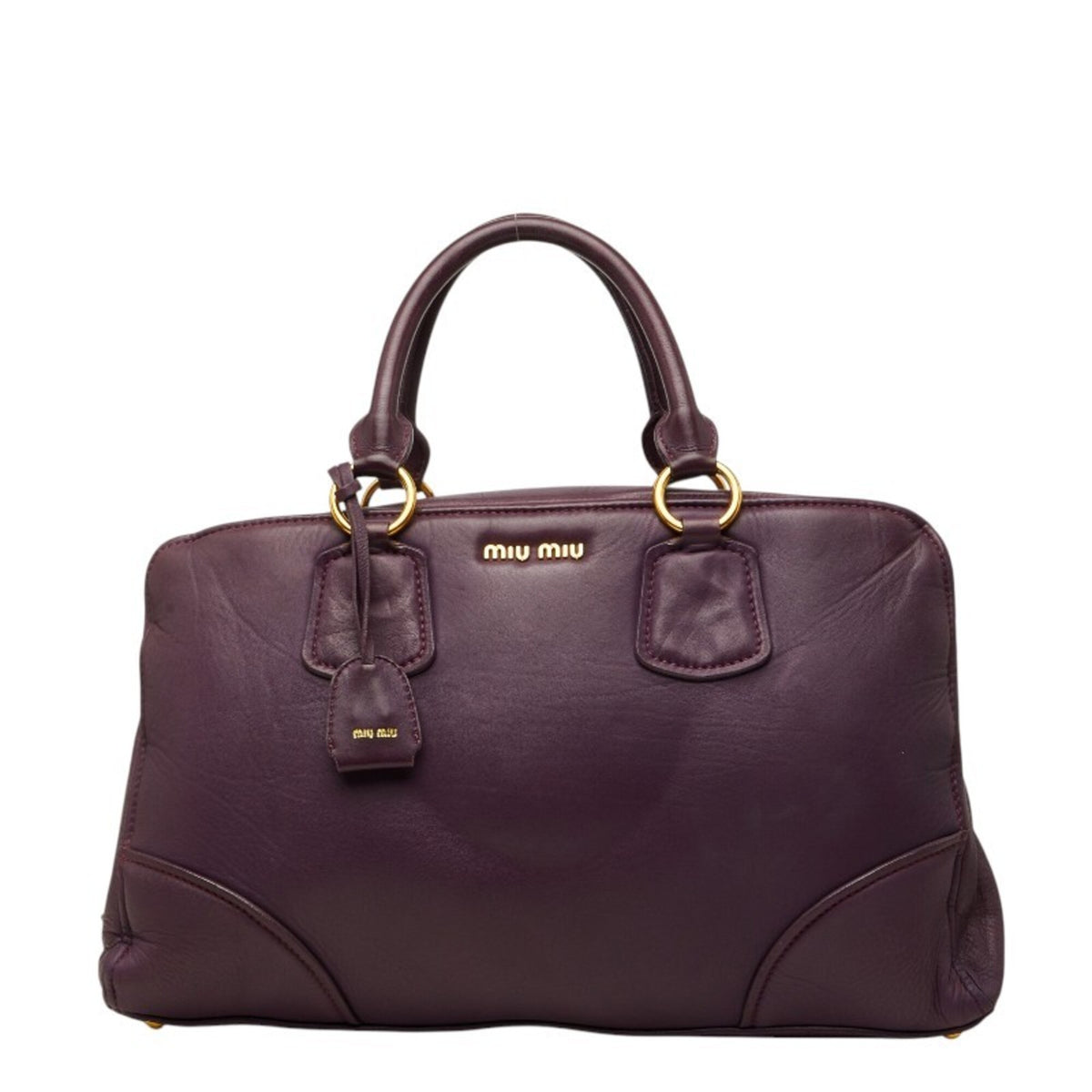 Miu Miu Purple Leather Boston Bag Handbag (Pre-Owned)