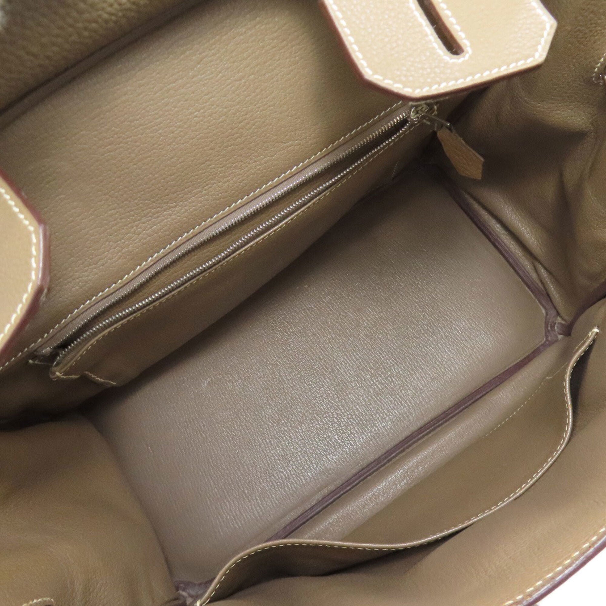 Hermes Etoupe Gray Taurillon Clemence Leather Handbag (Pre-Owned)