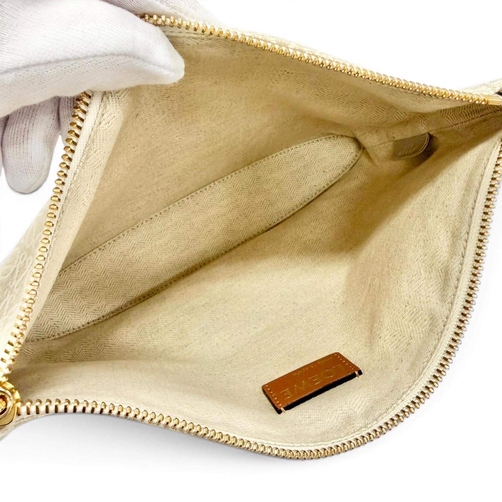 Loewe Beige Brown Leather Clutch Bag Pouch (Pre-Owned)
