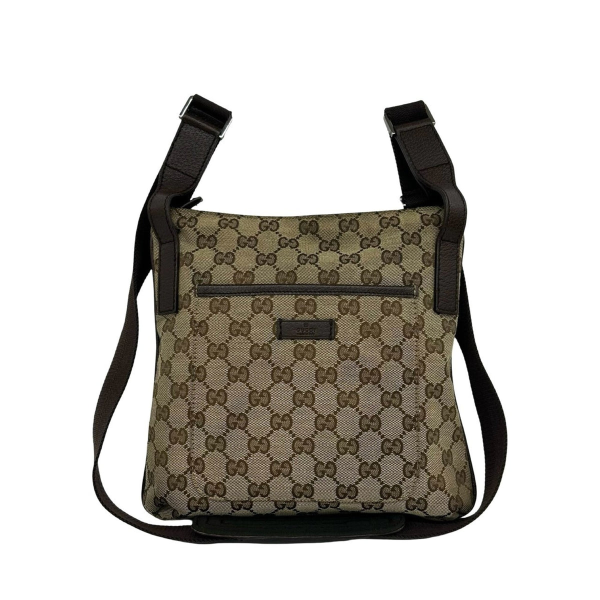 Gucci Brown Canvas Leather Pochette Shoulder Bag (Pre-Owned)