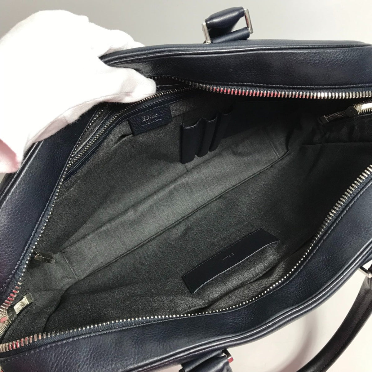 Dior Homme Navy Leather Briefcase (Pre-Owned)
