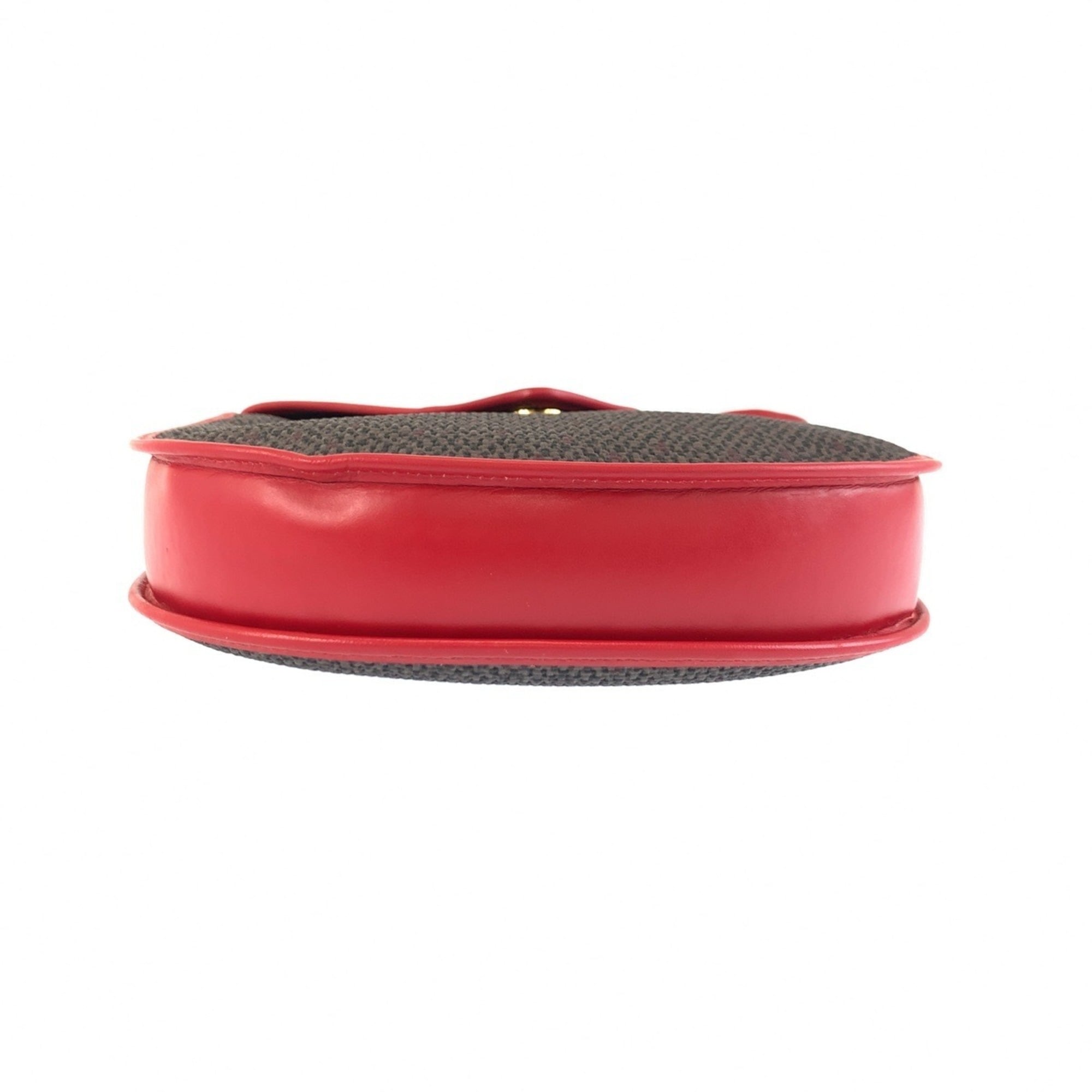 Yves Saint Laurent Gray Red Color Pvc Leather Pochette Shoulder Bag (Pre-Owned)