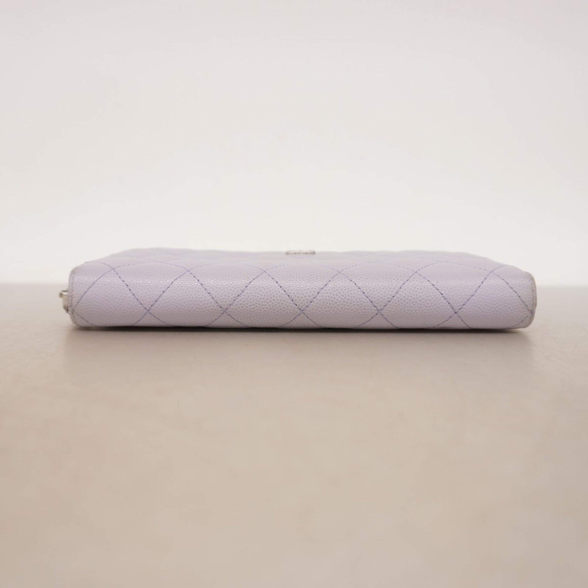Chanel Purple Grained Calfskin Long Wallet (Bi-Fold) (Pre-Owned)