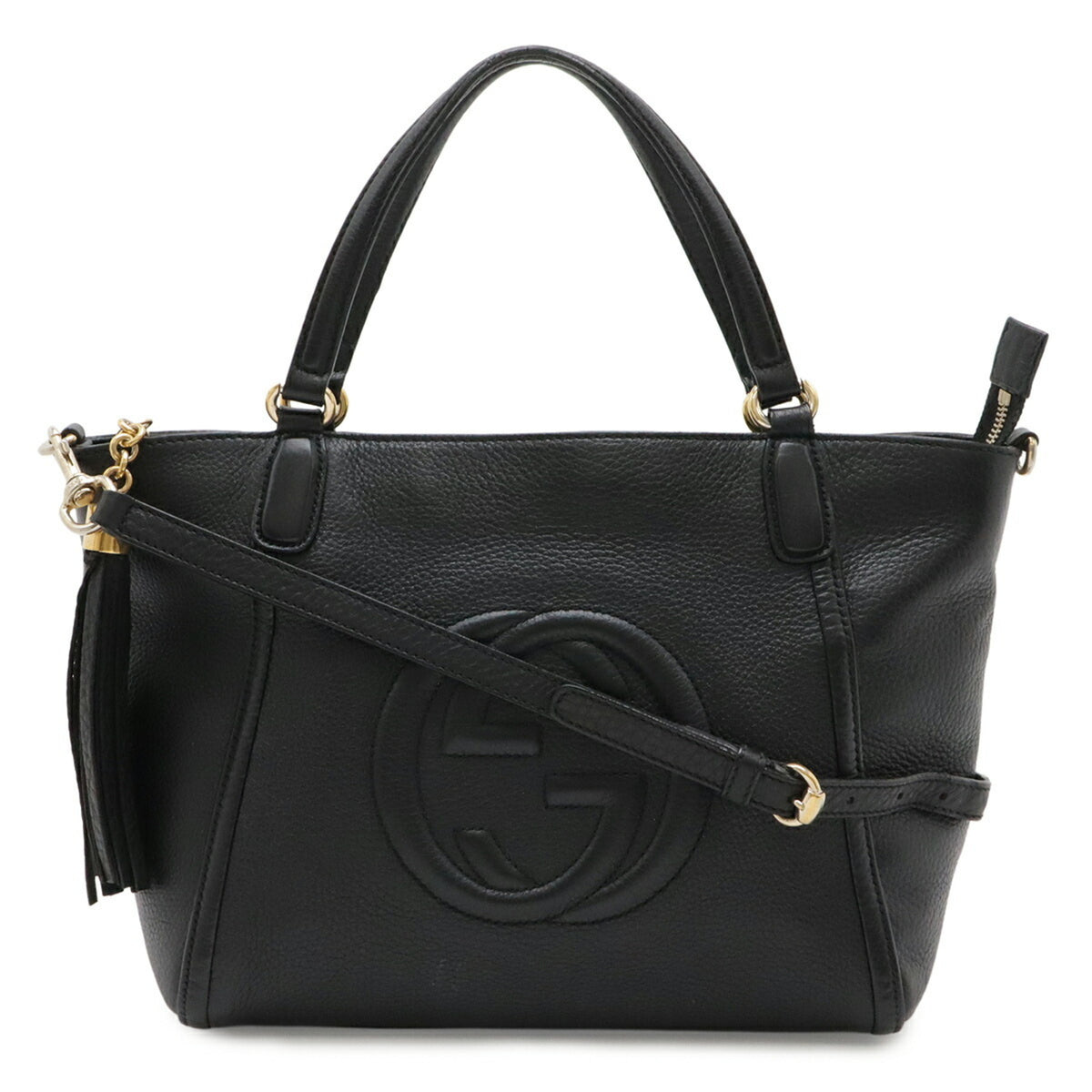 Gucci Black Leather Shoulder Bag Tote Bag (Pre-Owned)