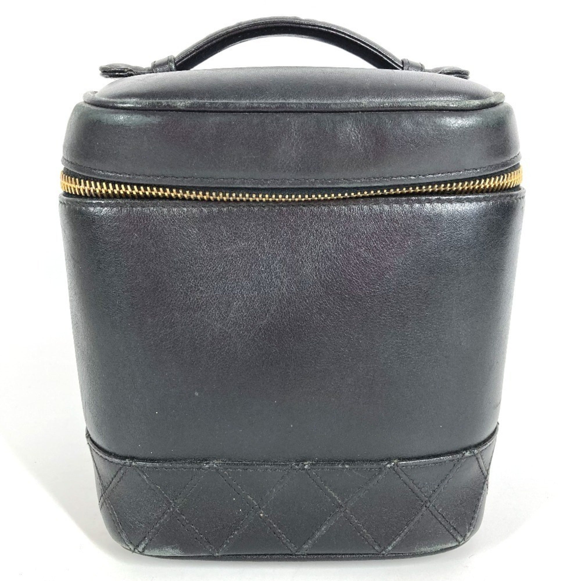 Chanel Black Leather Handbag Pouch Vanity Bag (Pre-Owned)