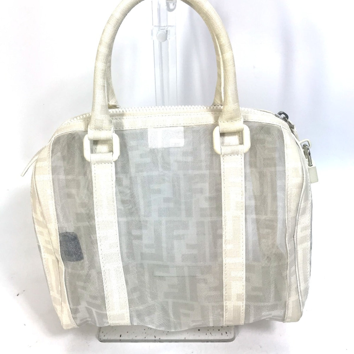 Fendi White Leather Boston Bag (Pre-Owned)