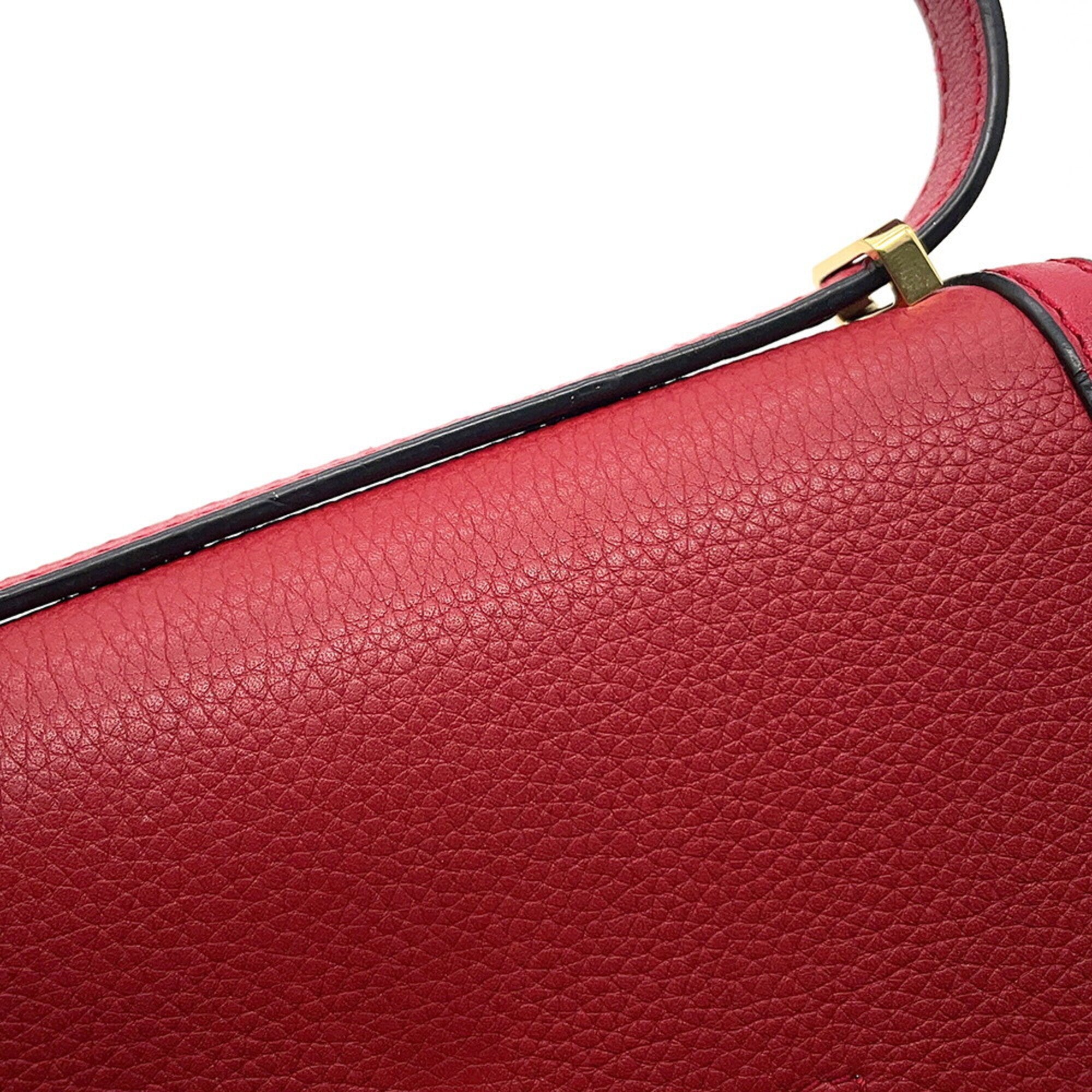 Loewe Red Color Leather Handbag Shoulder Bag (Pre-Owned)