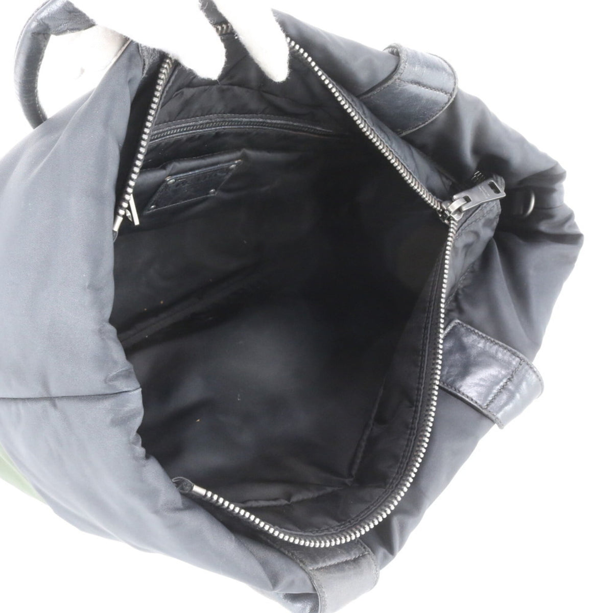 Prada Green Khaki Leather Nylon Shoulder Bag Tote Bag (Pre-Owned)