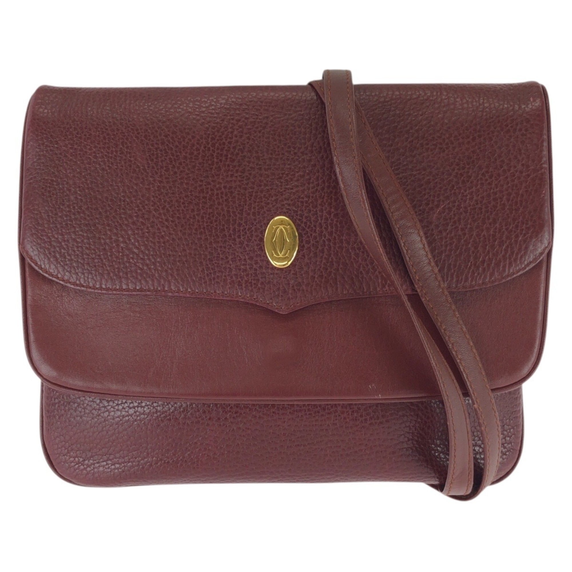 Cartier Bordeaux Wine Red Leather Shoulder Bag (Pre-Owned)