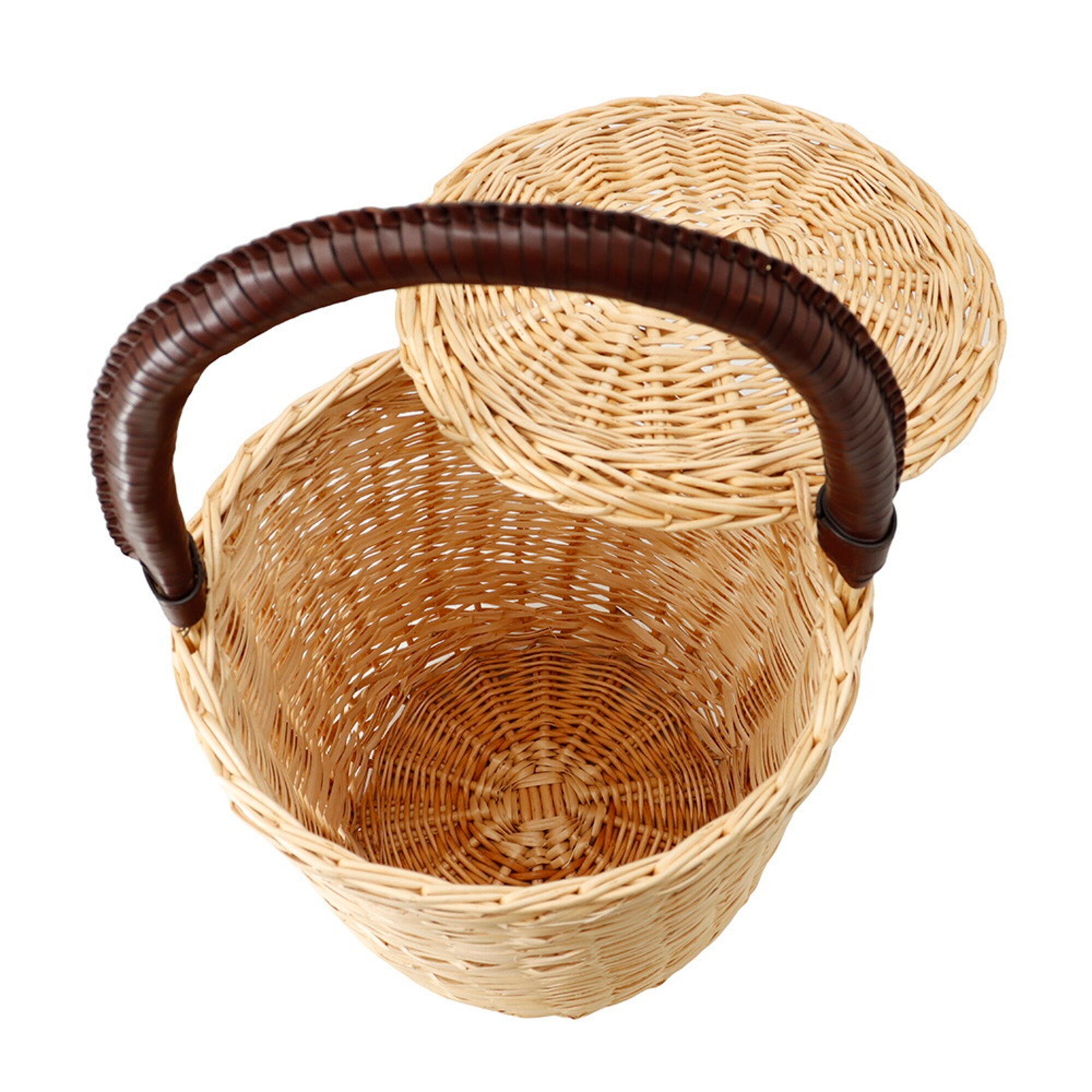 Celine Beige Brown Raffia Leather Basket Handbag (Pre-Owned)