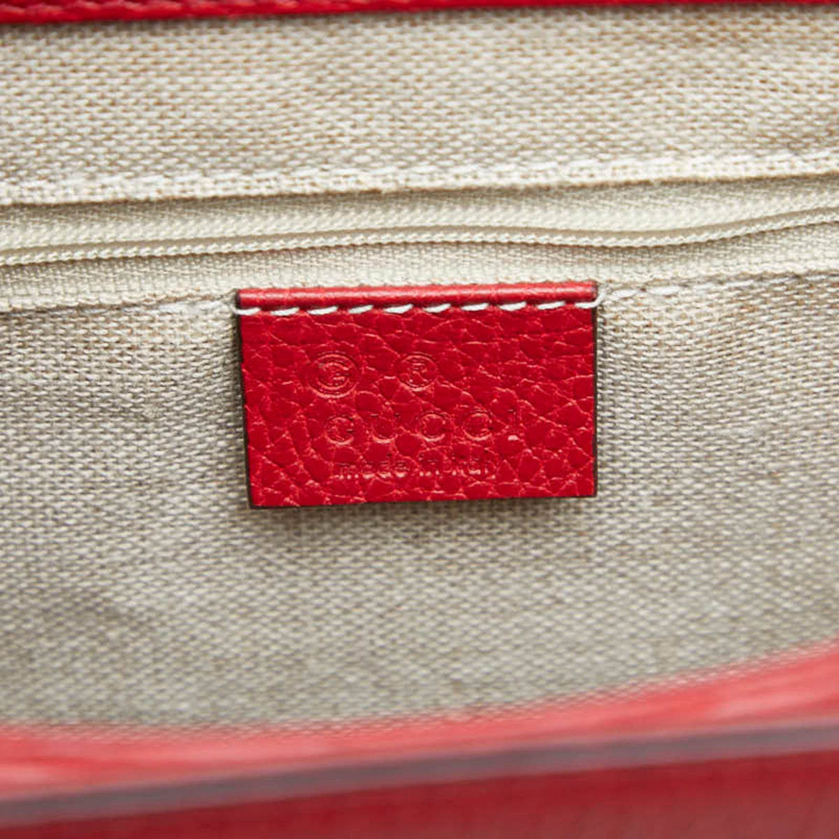 Gucci Red Color Leather Handbag Shoulder Bag (Pre-Owned)