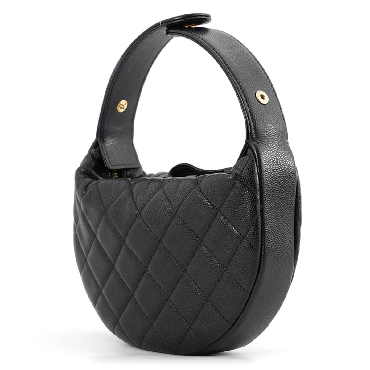 Chanel Matelasse Black Grained Calfskin Handbag (Pre-Owned)