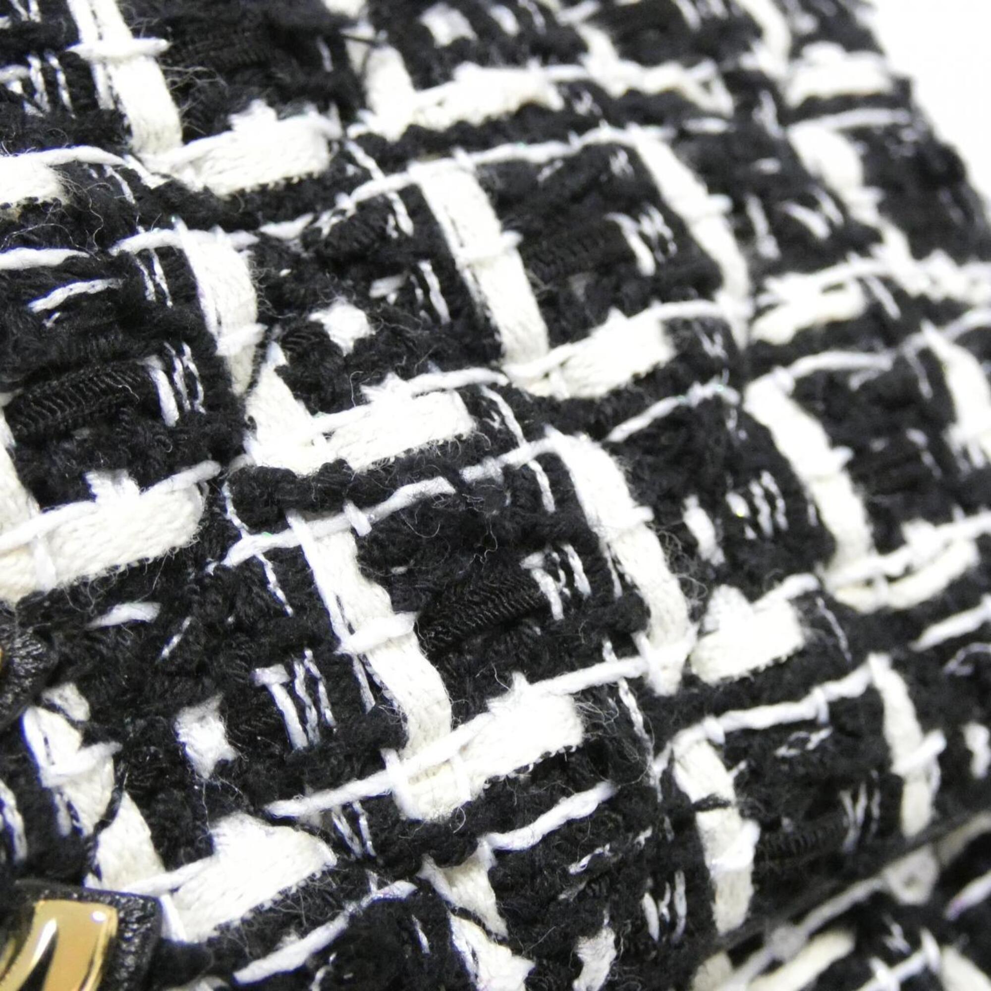 Chanel Black White Tweed Leather Shoulder Bag (Pre-Owned)