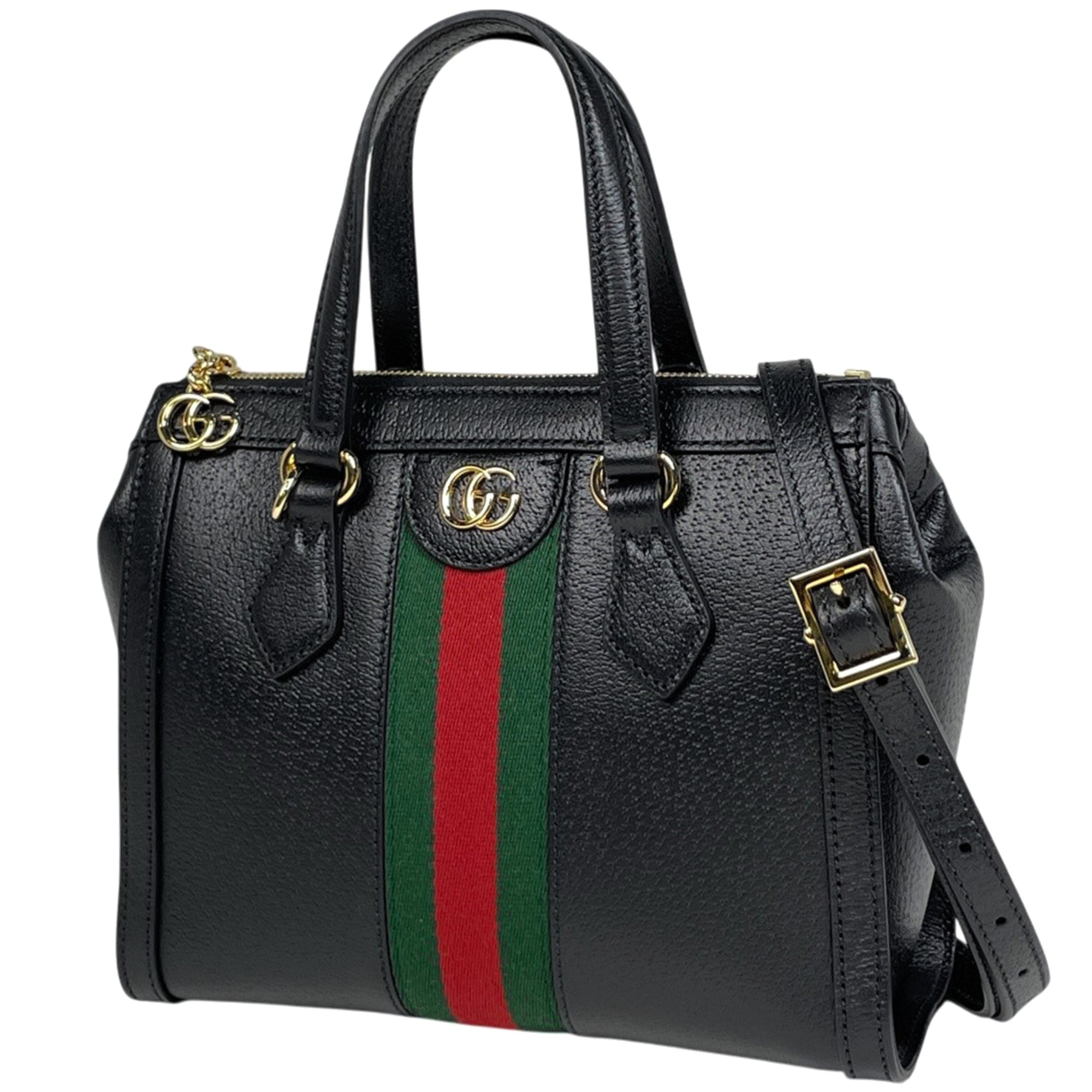 Gucci Sherry Line Black Leather Handbag (Pre-Owned)