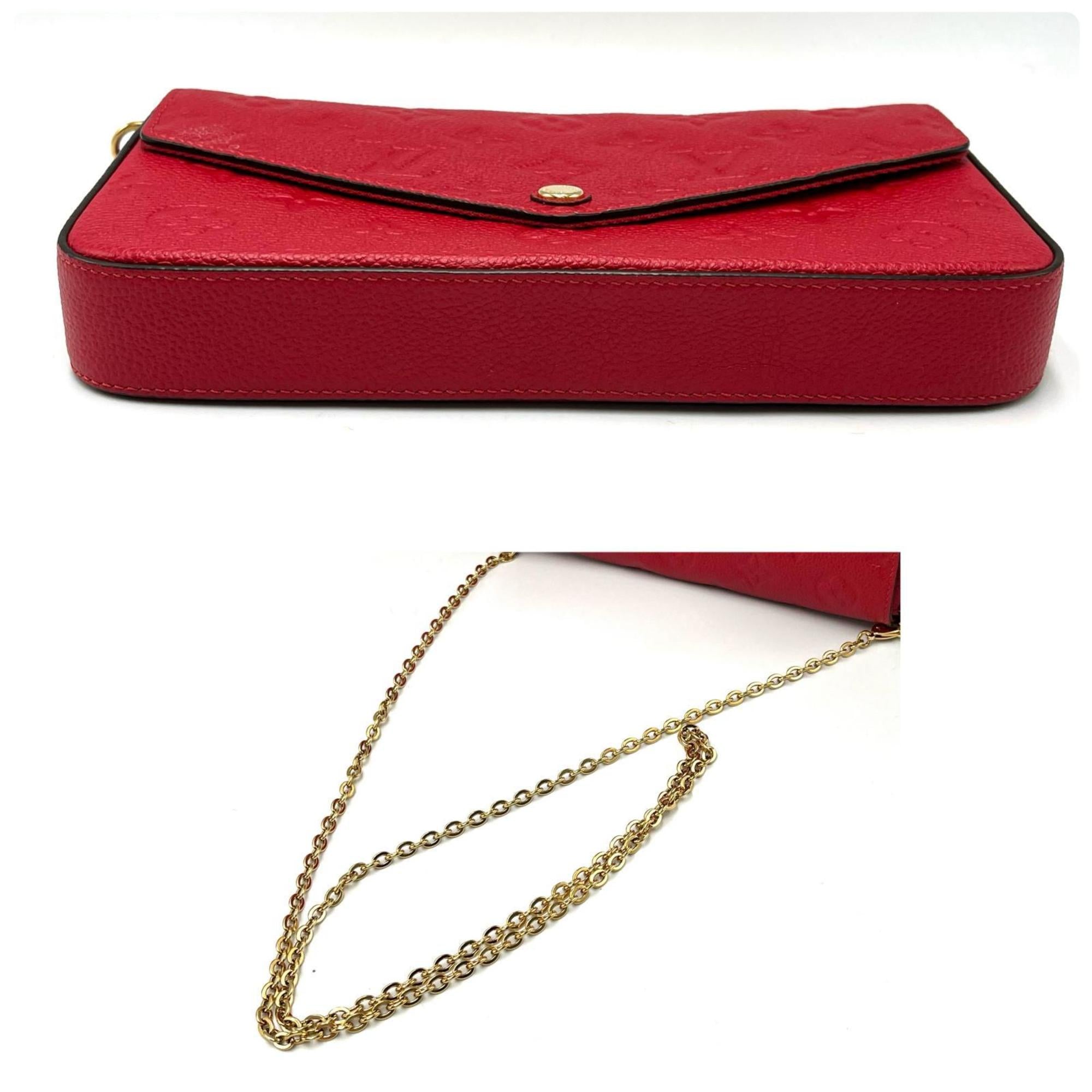 Louis Vuitton Red Color Monogram Empreinte Pochette Shoulder Bag (Pre-Owned)