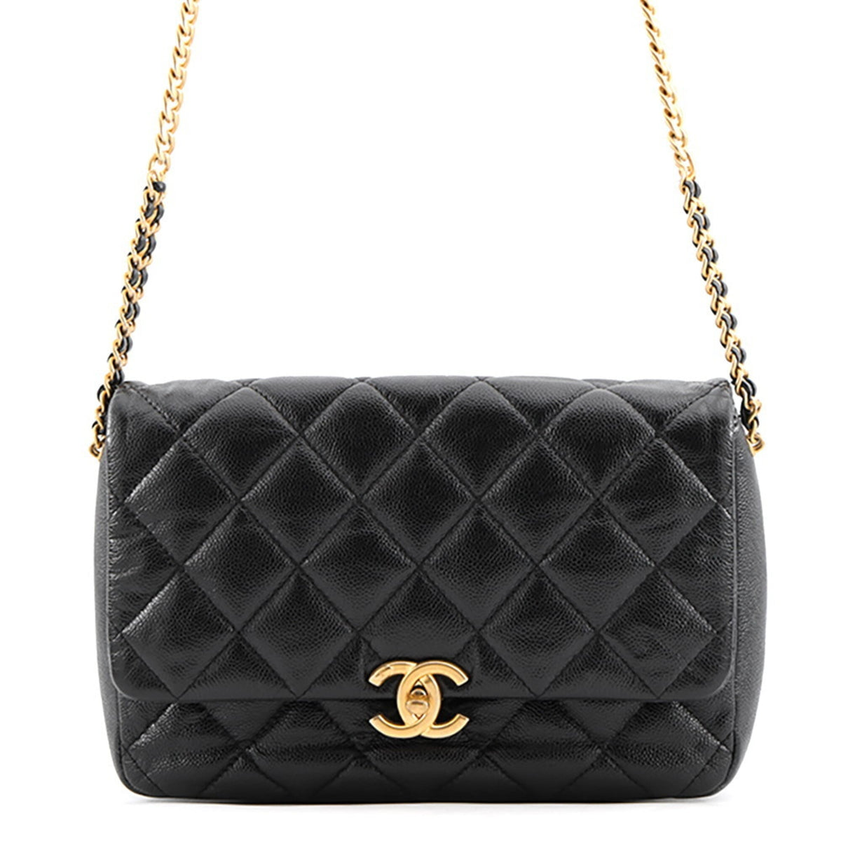 Chanel Matelasse Black Grained Calfskin Handbag Shoulder Bag (Pre-Owned)