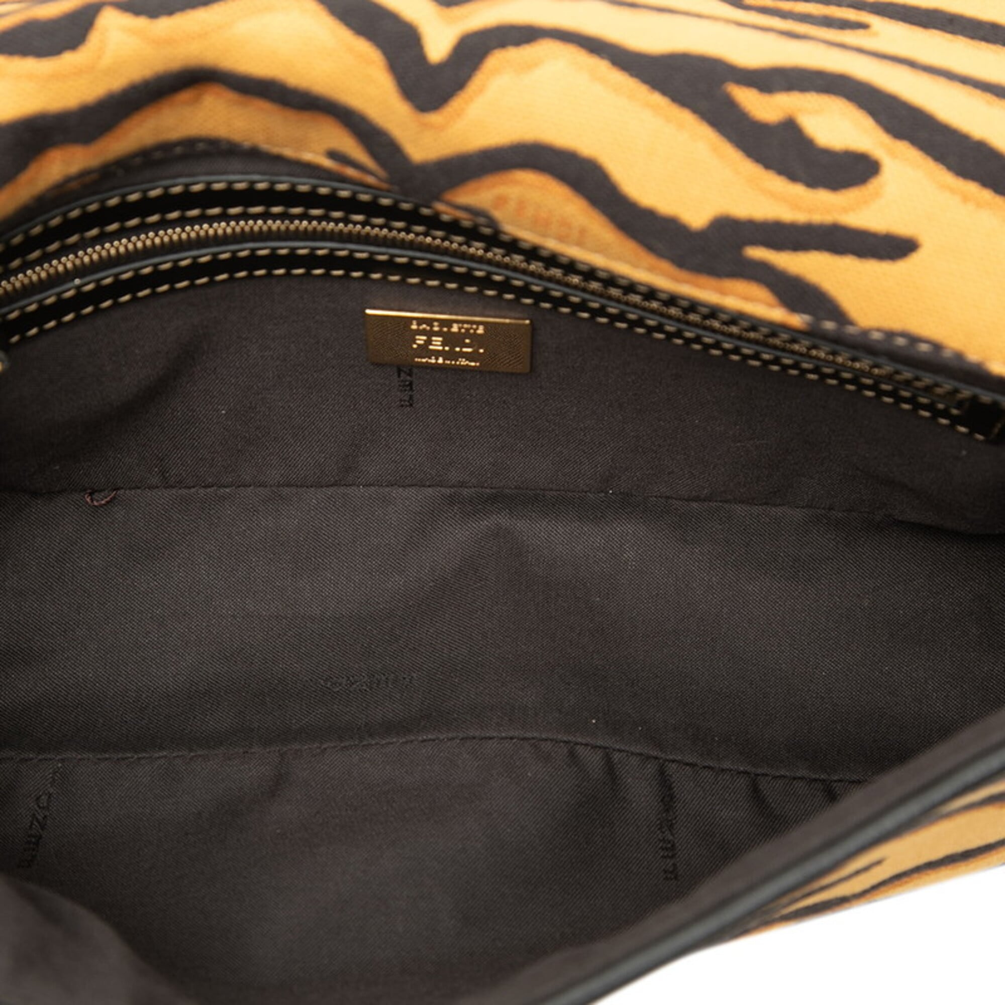 Fendi Black Yellow Canvas Leather Handbag Shoulder Bag (Pre-Owned)