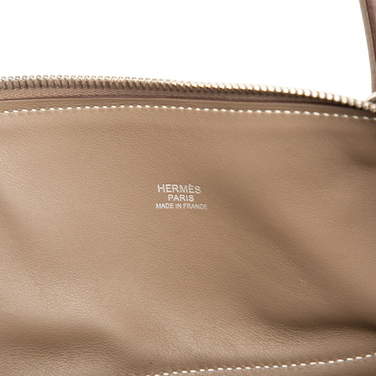 Hermes Bolide Brown Etoupe Gray Taurillon Clemence Leather Handbag Shoulder Bag (Pre-Owned)