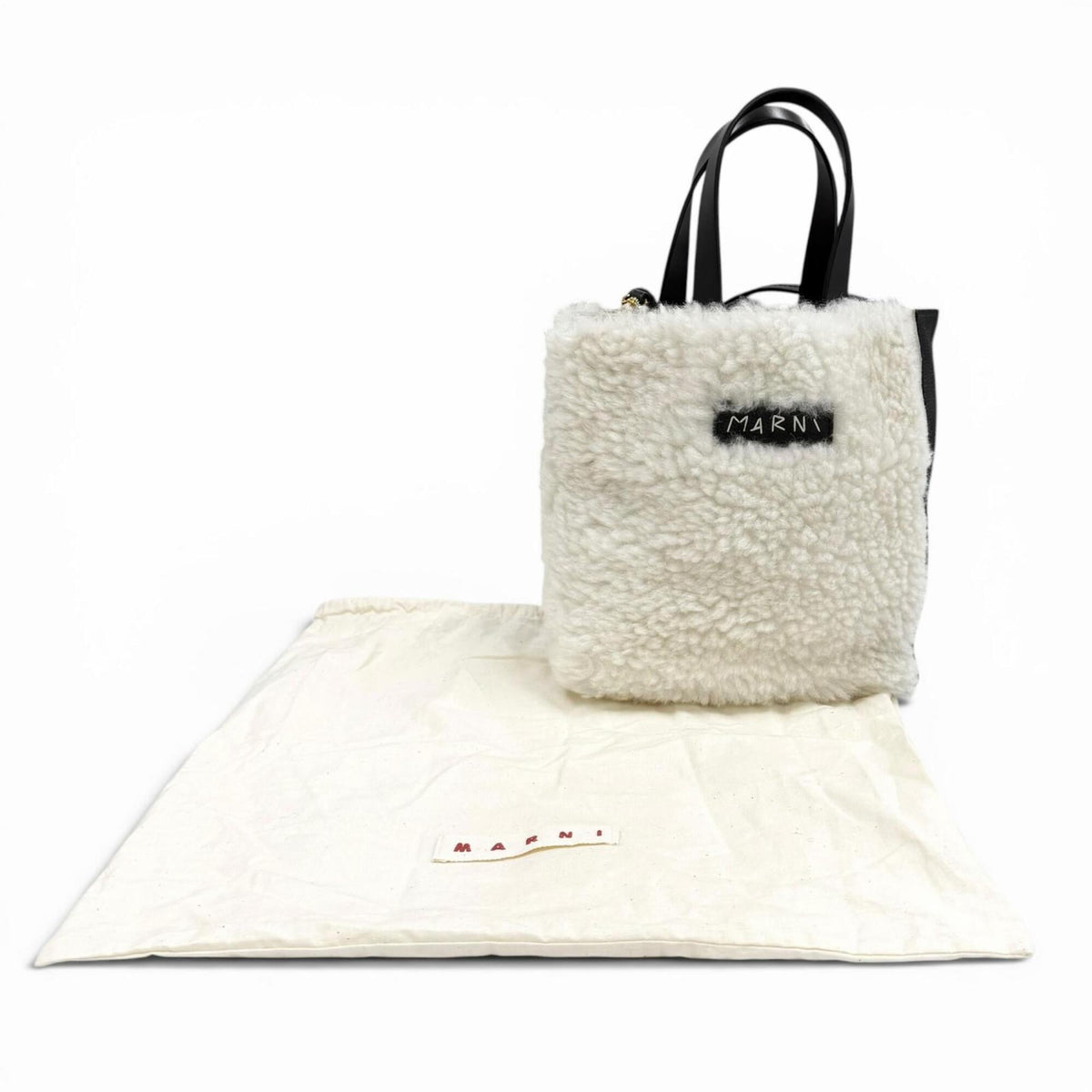 Marni Black Off-White Fur Leather Shoulder Bag (Pre-Owned)