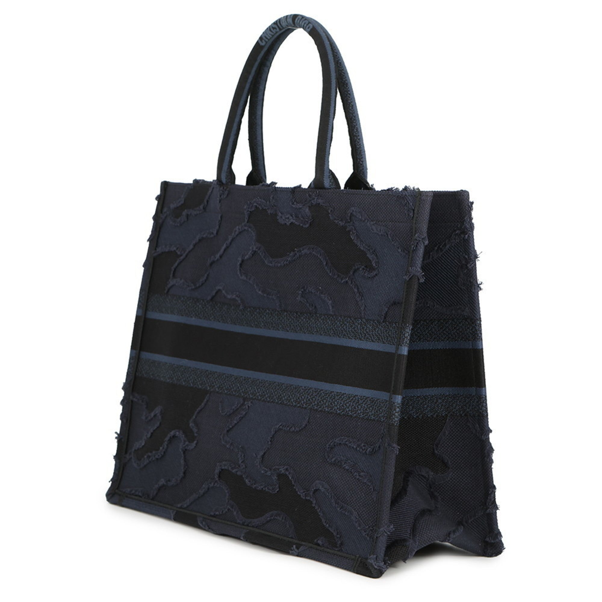 Christian Dior Black Navy Canvas Handbag Tote Bag (Pre-Owned)