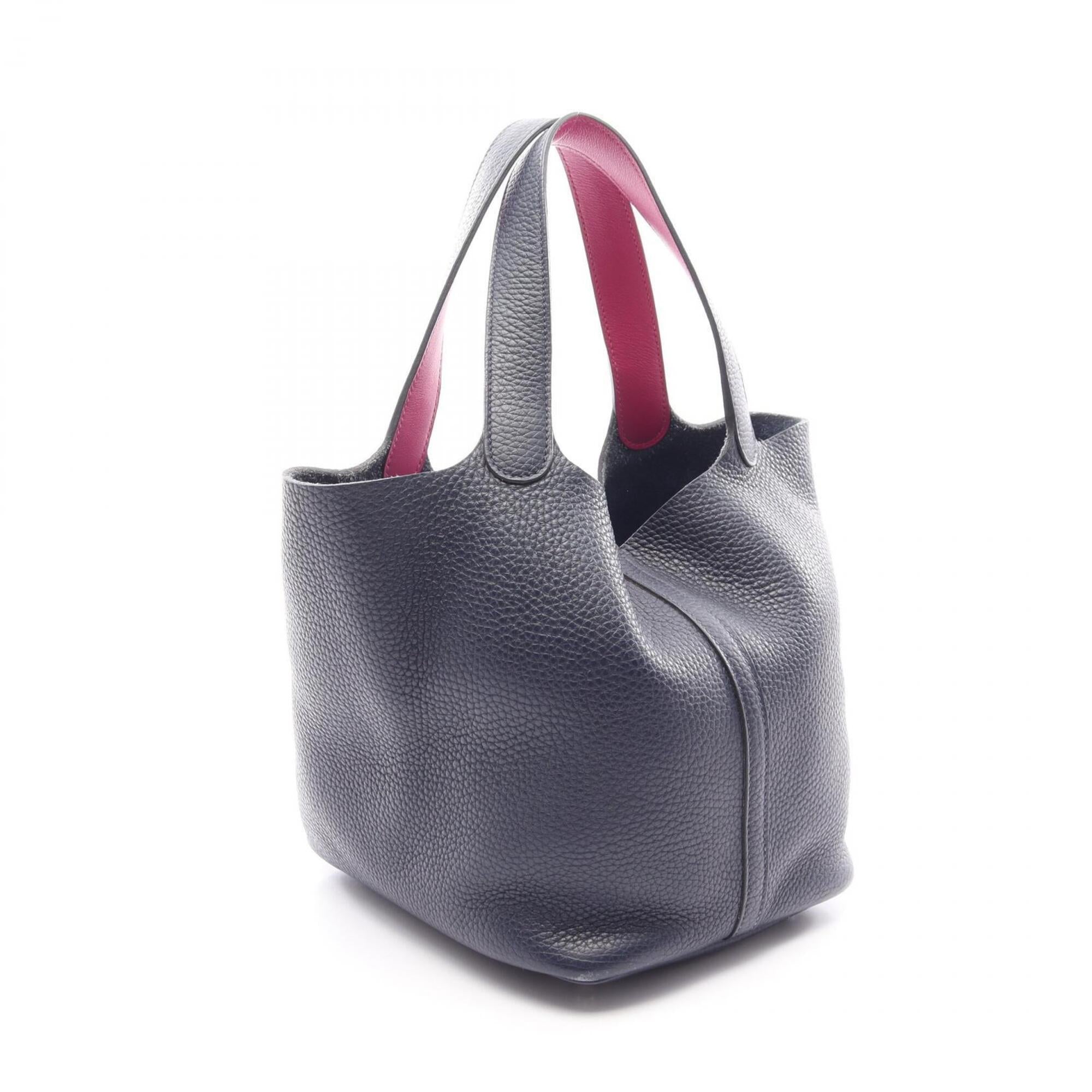 Hermes Navy Pink Rose Purple Taurillon Clemence Leather Handbag (Pre-Owned)