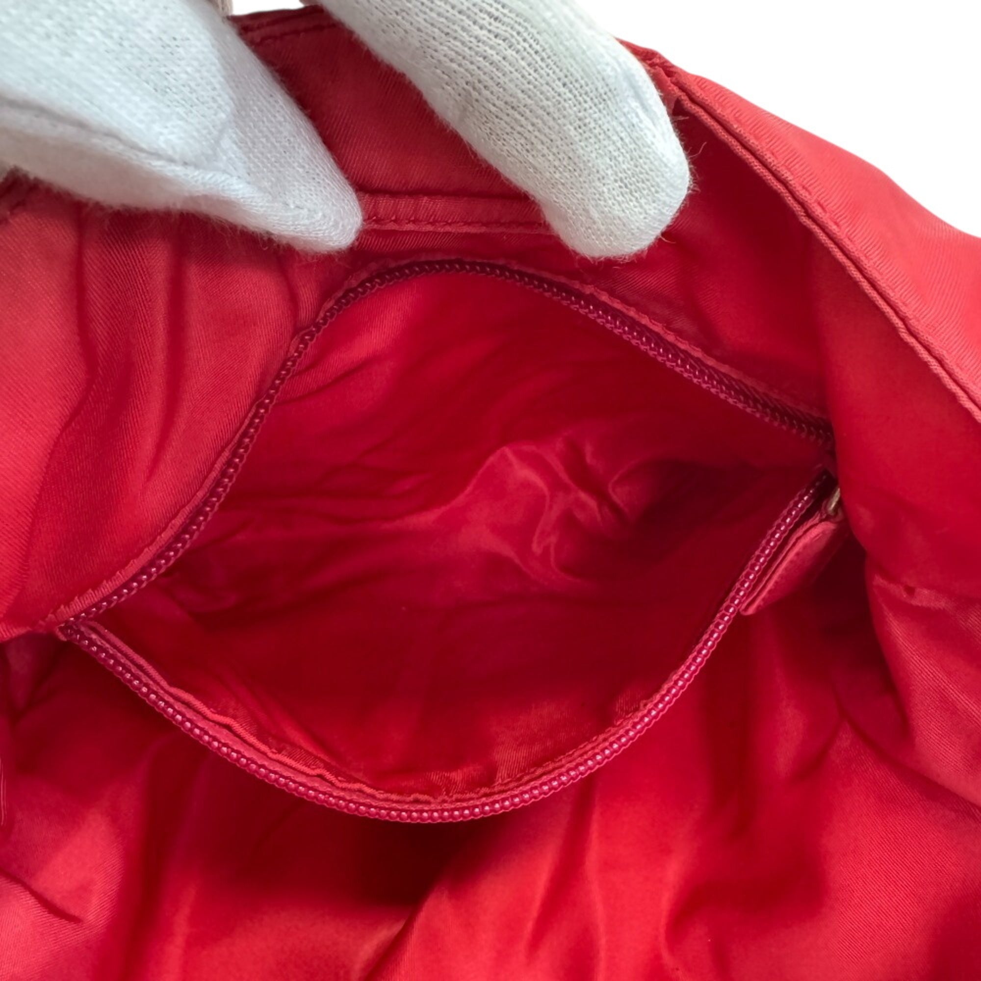 Prada Clear Red Color Nylon Plastic Shoulder Bag (Pre-Owned)