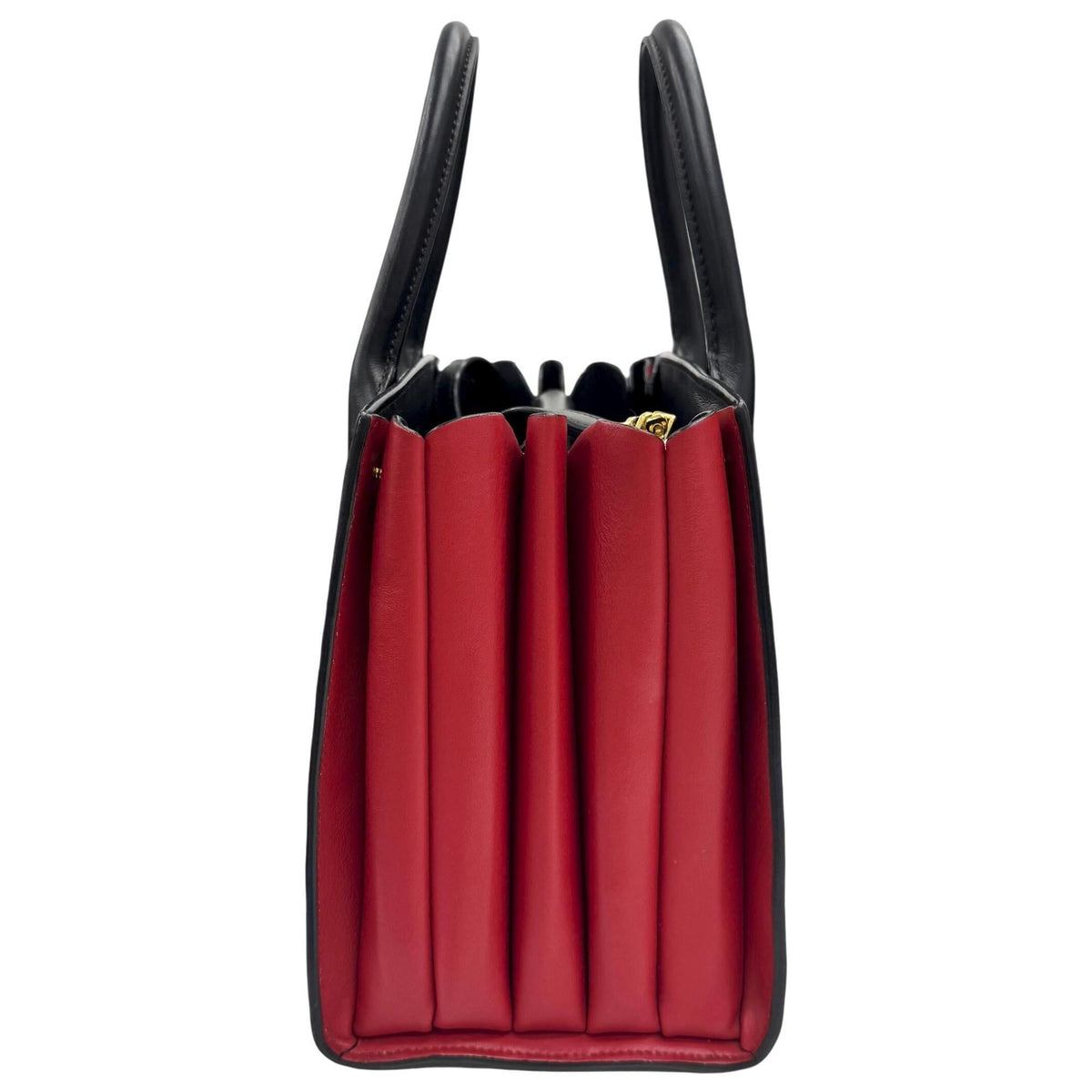 Prada Saffiano Black Red Color Leather Handbag Shoulder Bag (Pre-Owned)