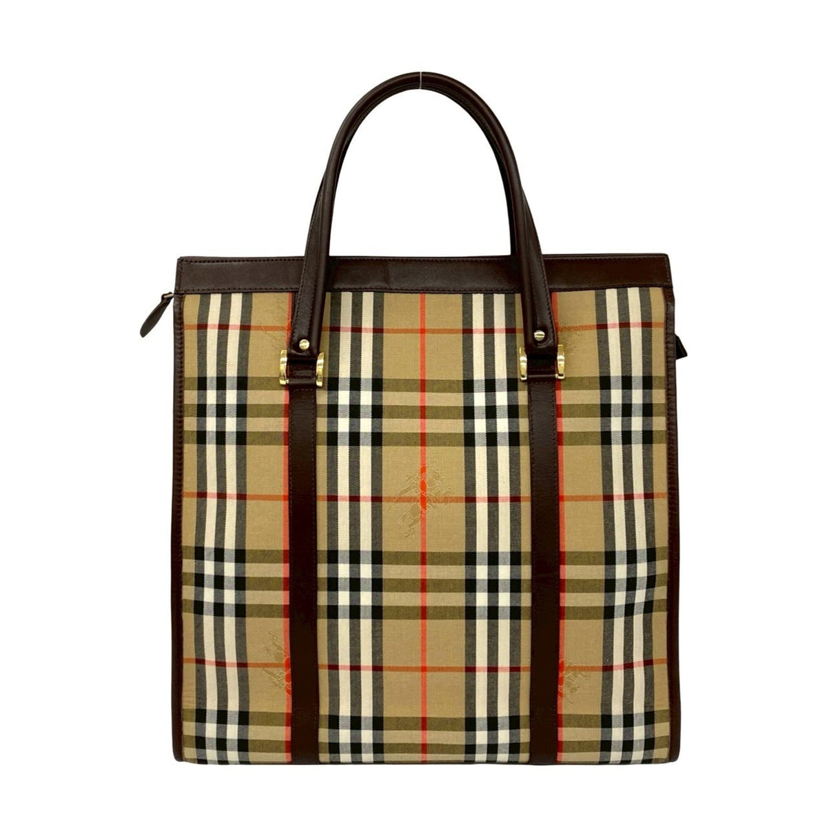 Burberry Beige Brown Canvas Leather Handbag Tote Bag (Pre-Owned)