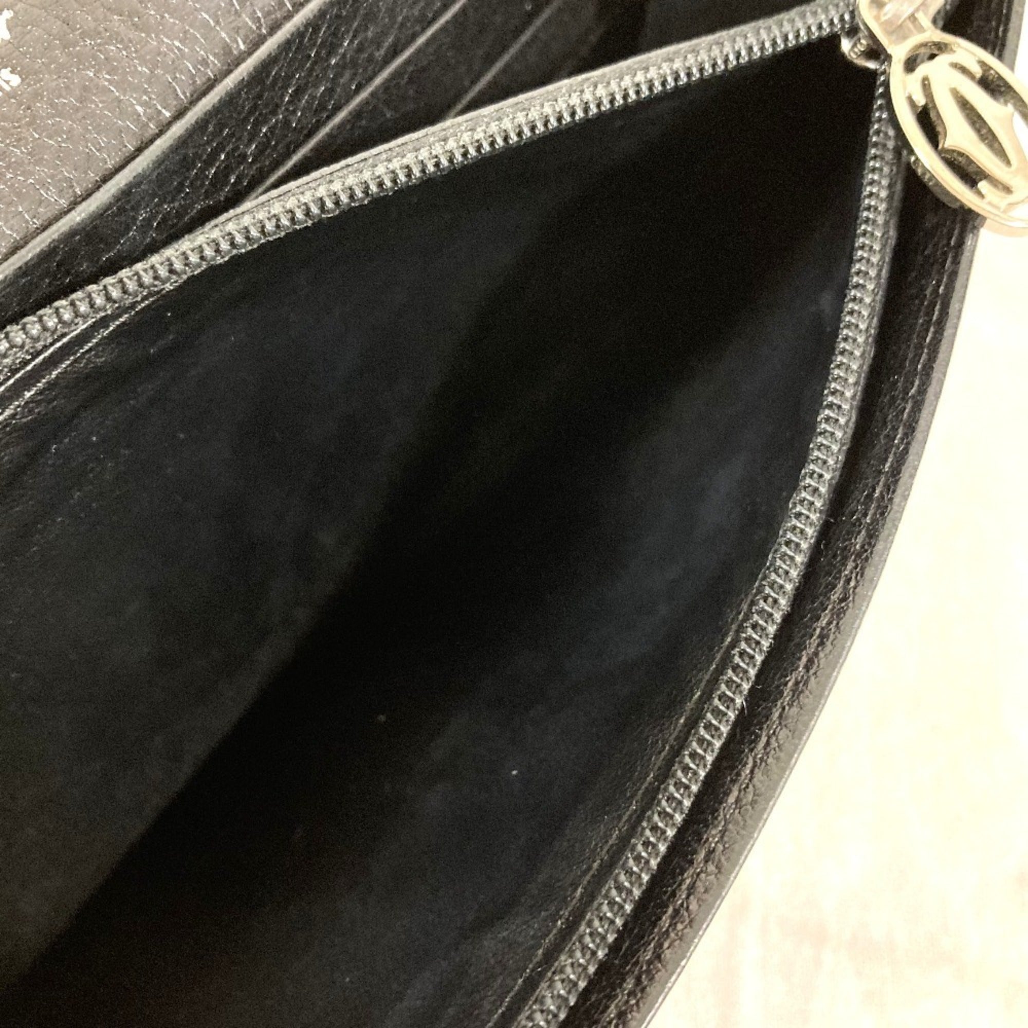 Cartier Black Leather Long Wallet (Bi-Fold) (Pre-Owned)