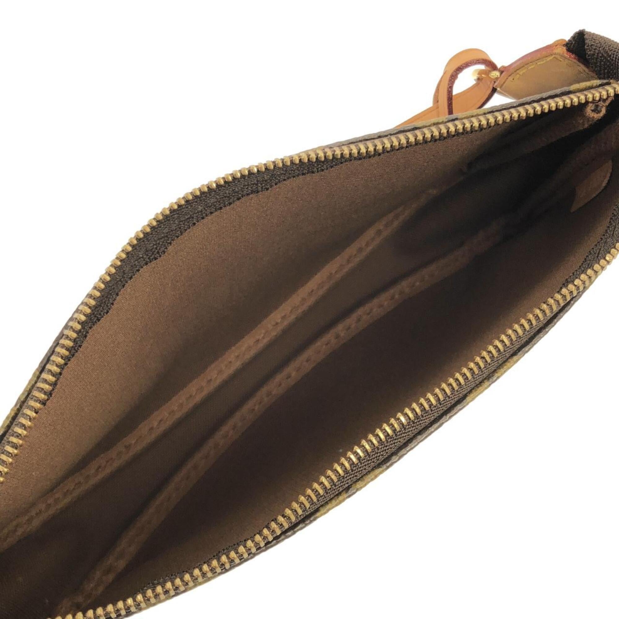 Louis Vuitton Marron Coated Canvas Pochette Pouch (Pre-Owned)