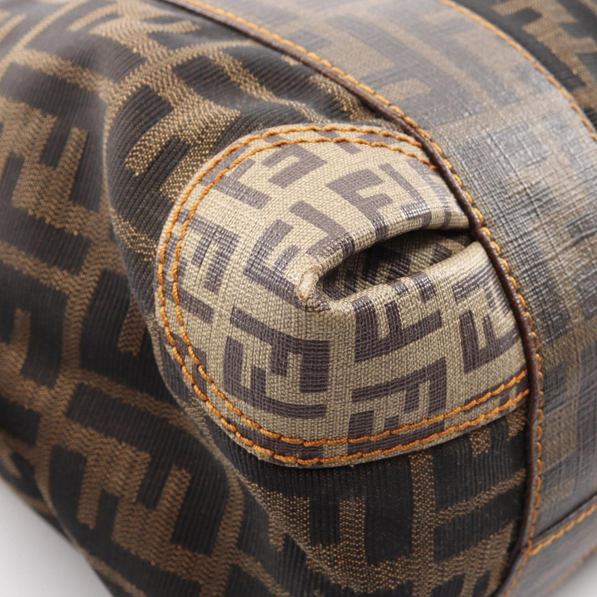 Fendi Beige Black Brown Coated Canvas Handbag (Pre-Owned)