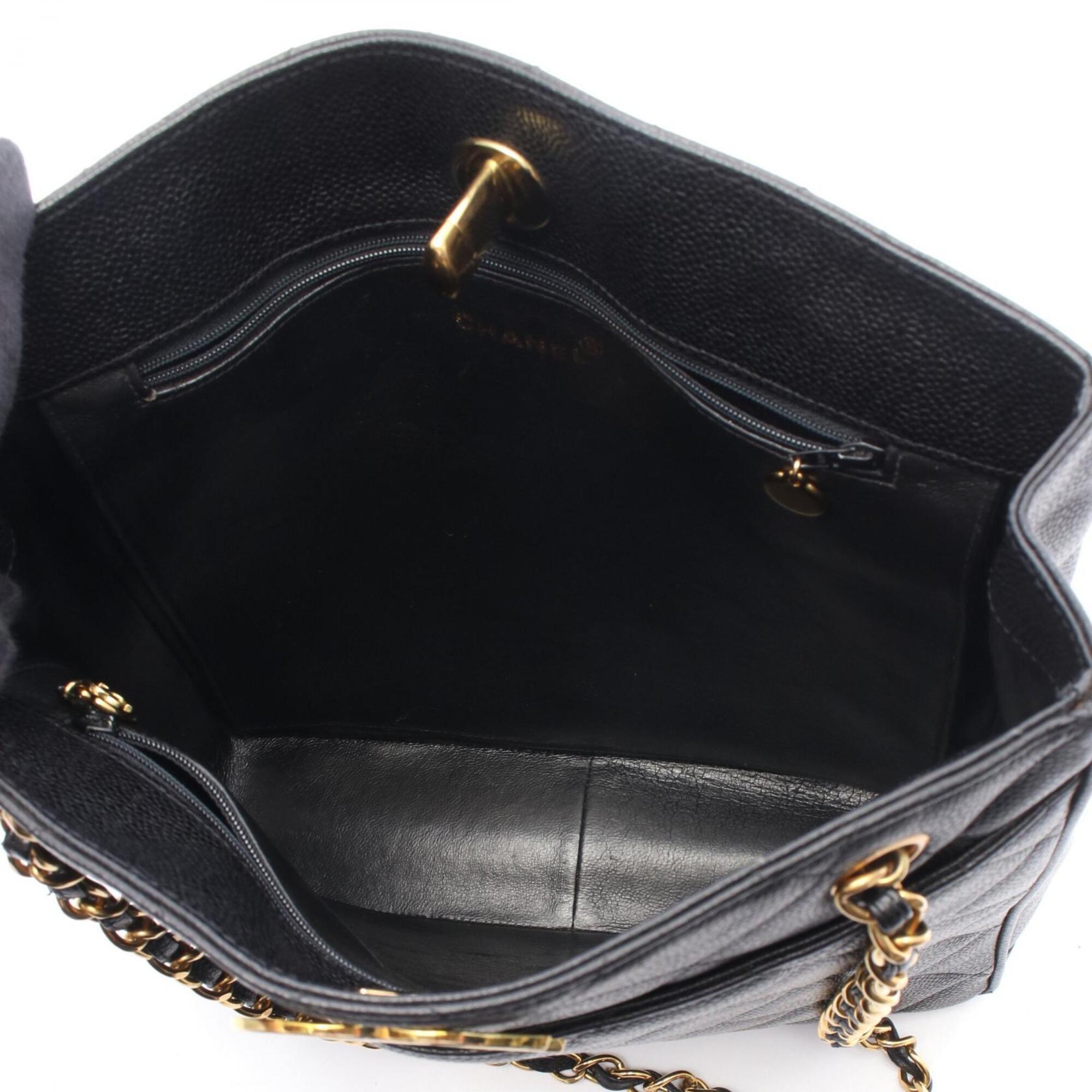 Chanel Matelasse Black Grained Calfskin Handbag Tote Bag (Pre-Owned)