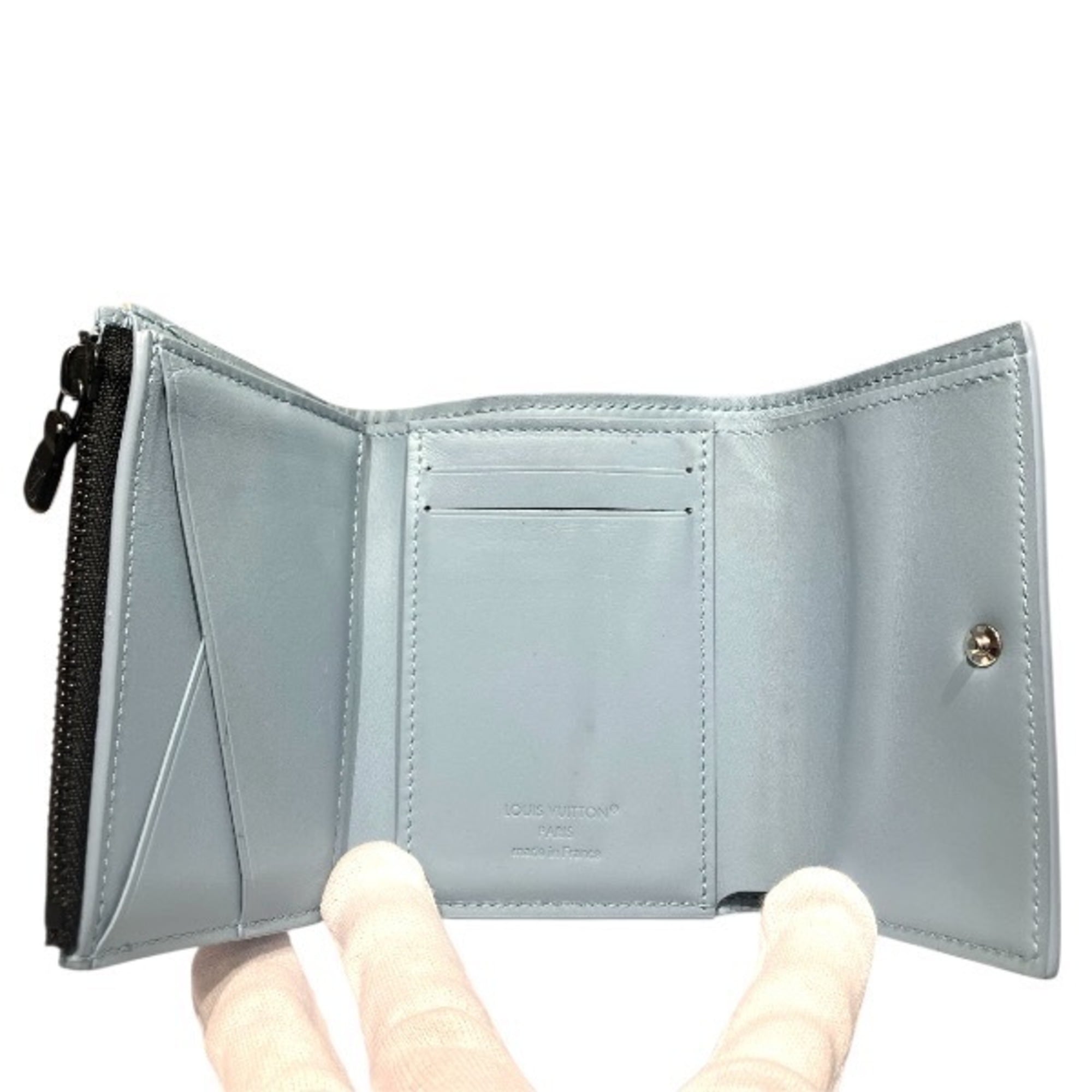 Louis Vuitton Monogram Shadow Blue Leather Wallet (Tri-Fold) (Pre-Owned)