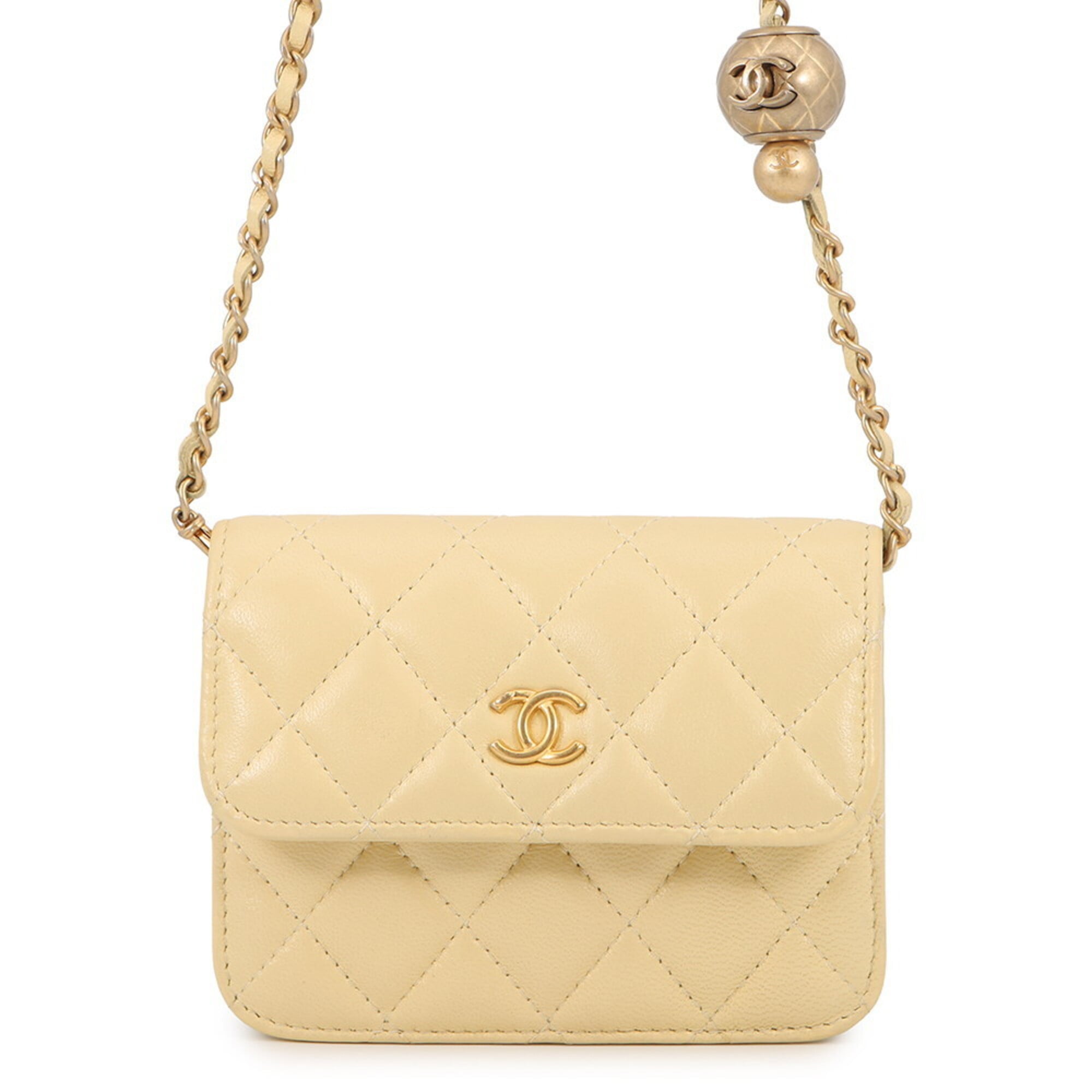 Chanel Yellow Leather Handbag Shoulder Bag (Pre-Owned)