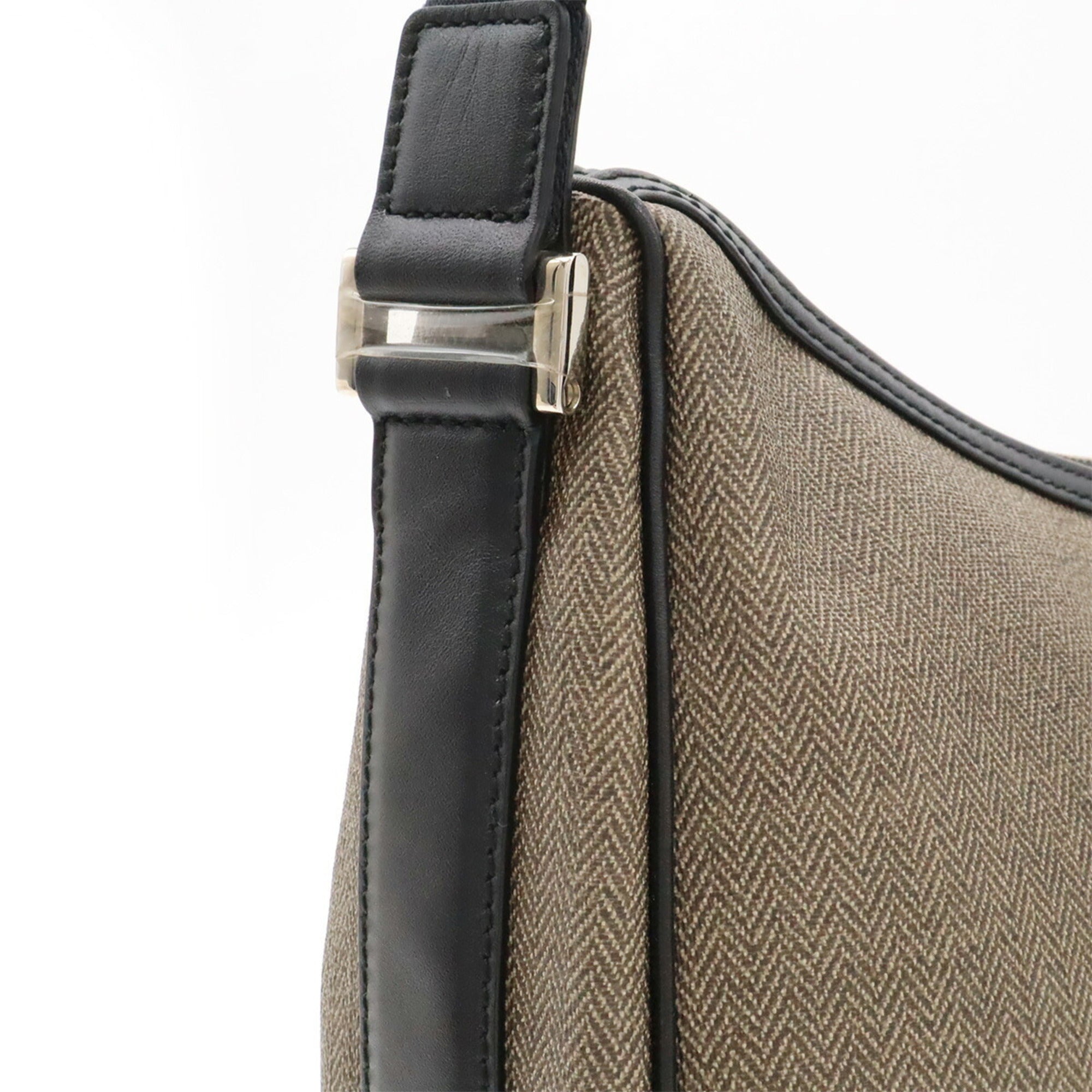 Bvlgari Black Grayish Coated Canvas Leather Shoulder Bag (Pre-Owned)