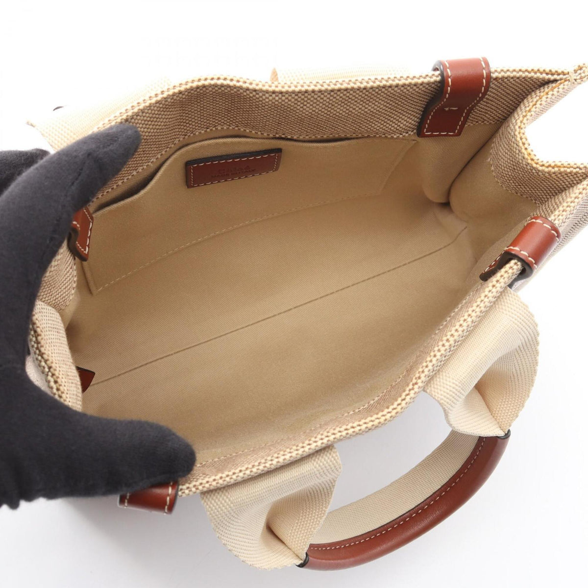 Chloé Brown Ivory Canvas Handbag (Pre-Owned)