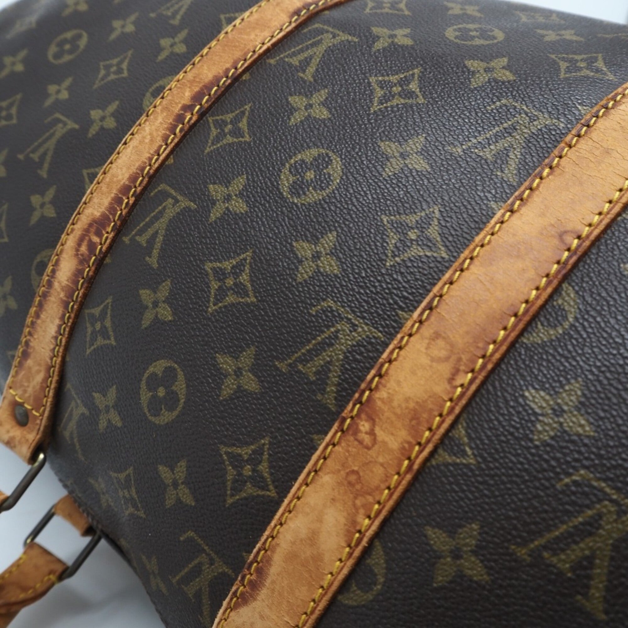Louis Vuitton Brown Coated Canvas Leather Boston Bag (Pre-Owned)