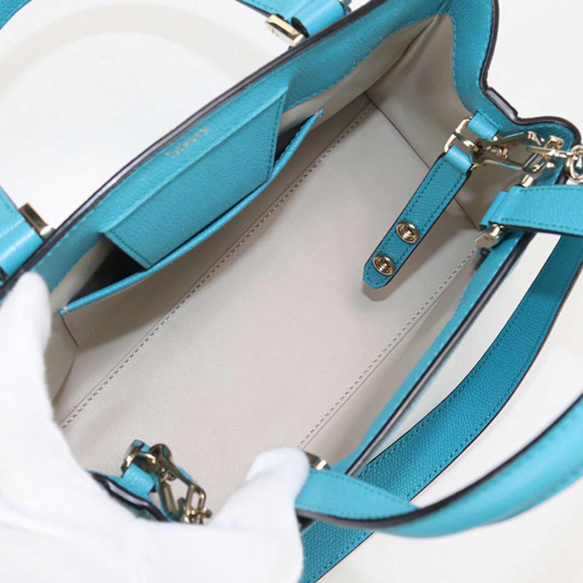 Valextra Blue Leather Handbag (Pre-Owned)