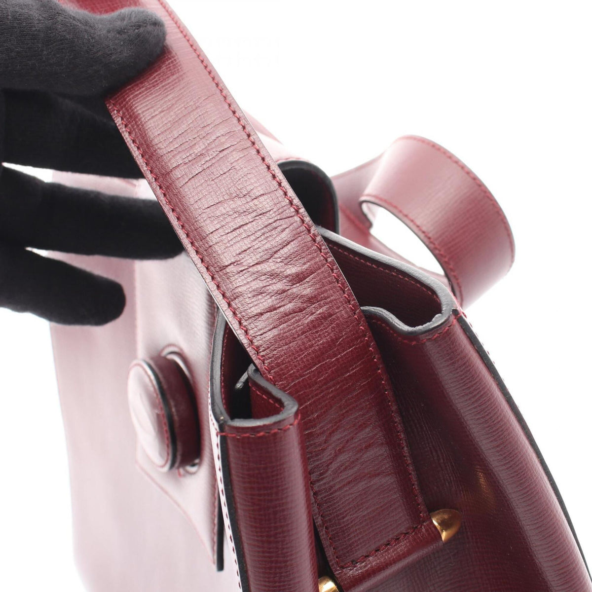 Cartier Bordeaux Leather Handbag Shoulder Bag (Pre-Owned)