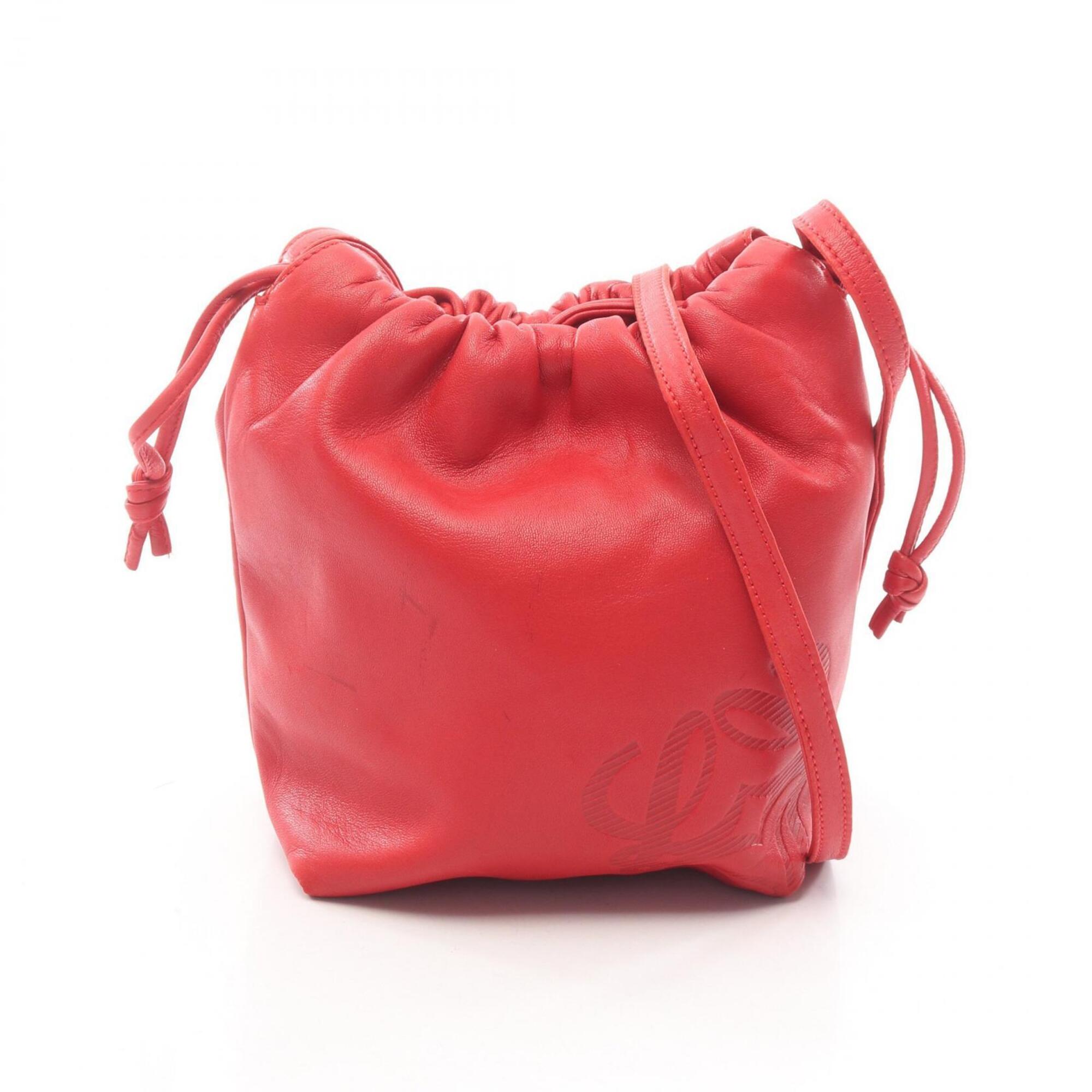 Loewe Red Color Nappa Leather Handbag Shoulder Bag (Pre-Owned)