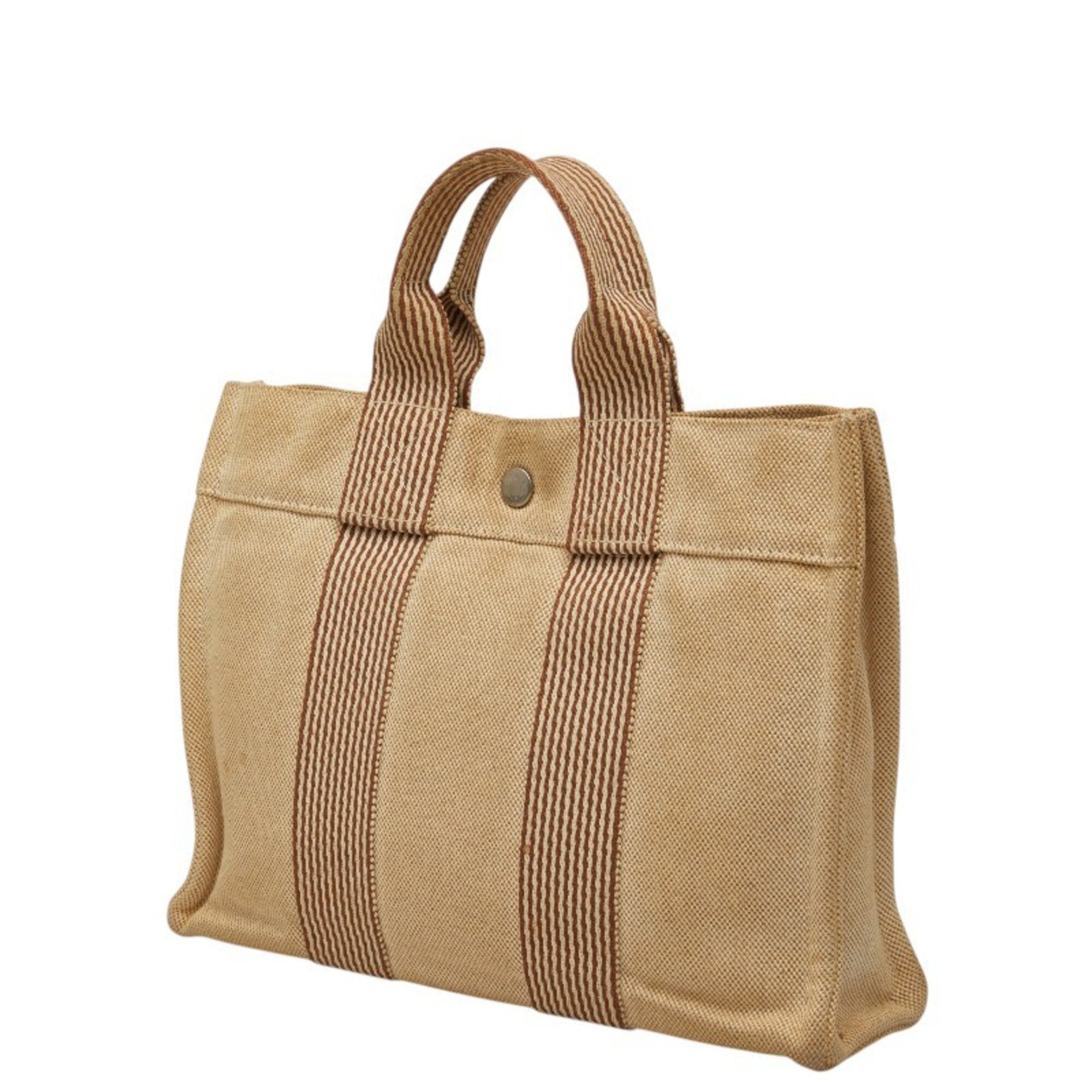 Hermes Beige Brown Canvas Tote Bag (Pre-Owned)