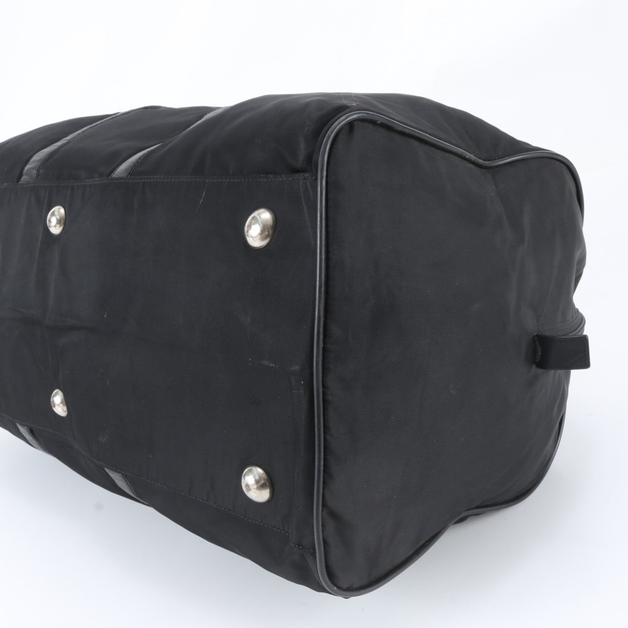 Prada Black Nylon Leather Boston Bag Tote Bag (Pre-Owned)