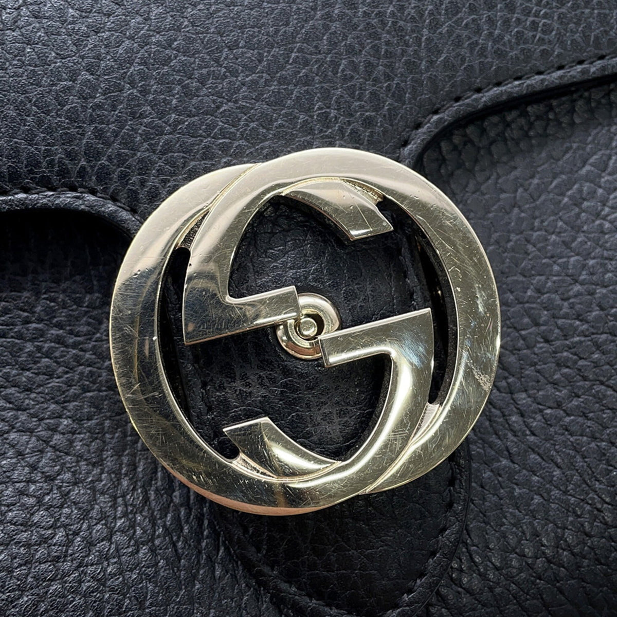 Gucci Black Leather Handbag Shoulder Bag (Pre-Owned)