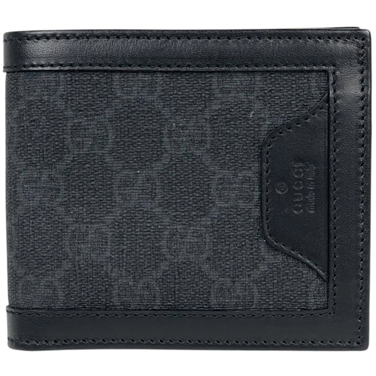 Gucci Gg Supreme Black Coated Canvas Leather Wallet (Bi-Fold) (Pre-Owned)